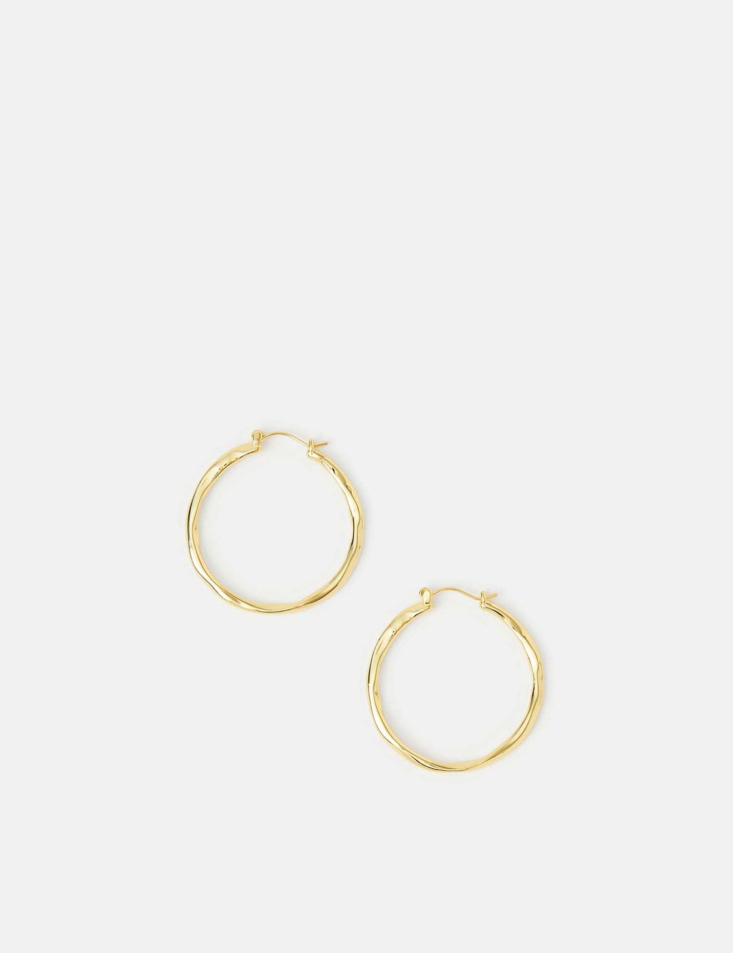 ACCESSORIZE 14 Carat Gold Plated Molten Hoop Earrings Gold