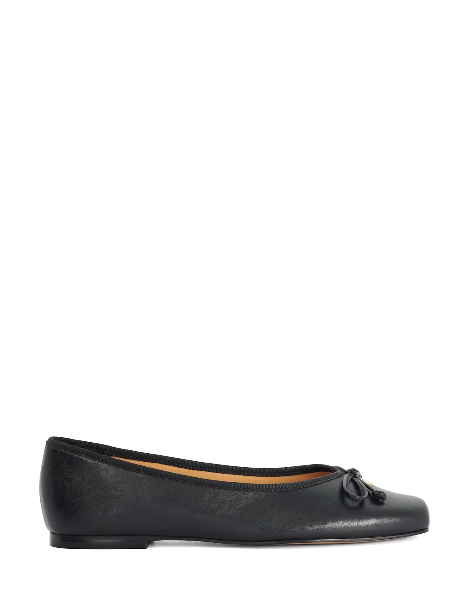 Dune London Leather Square Toe Ballet Pumps Black