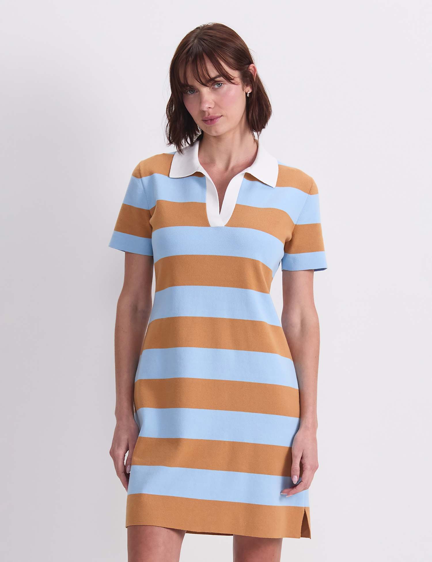 Sportscraft Cotton Rich Knitted Polo Mini Dress Blue