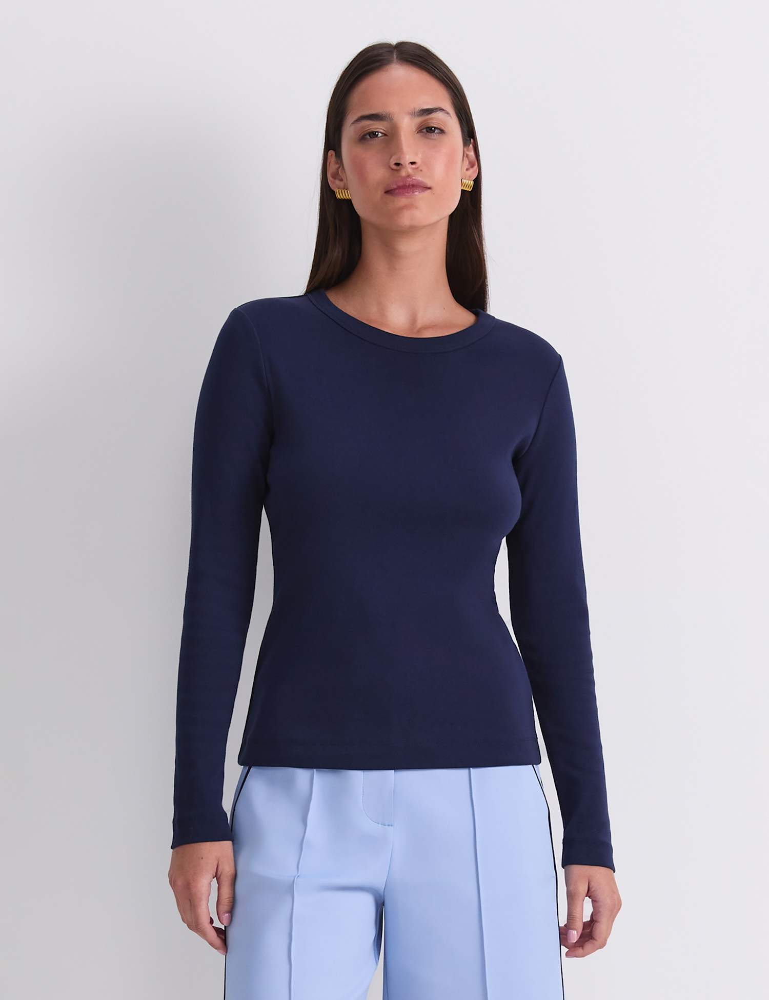 Sportscraft Pure Cotton Crew Neck Top Navy