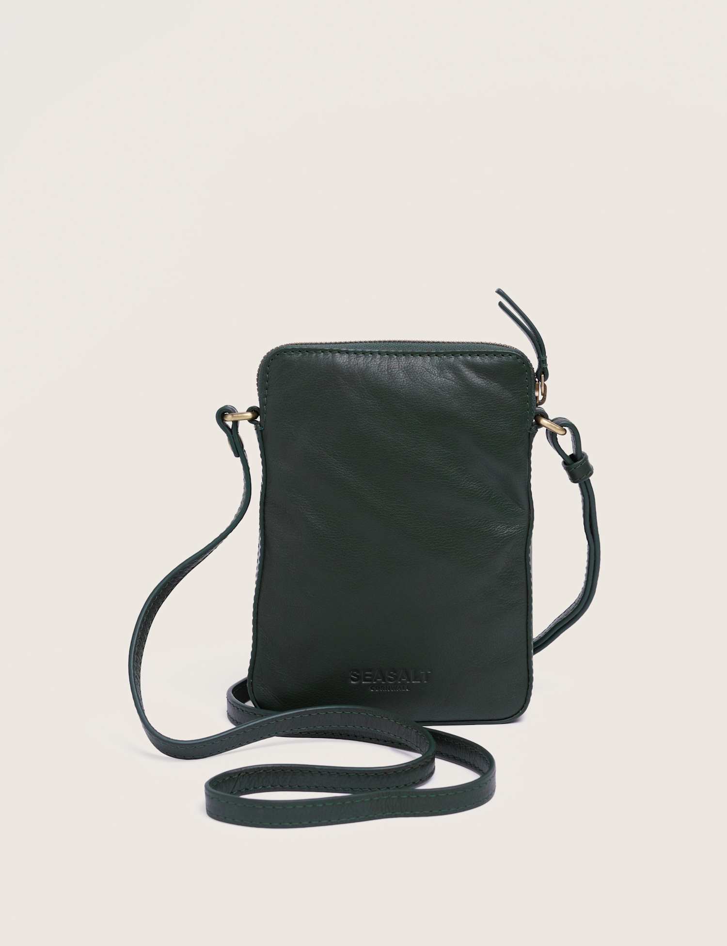 Seasalt Cornwall Leather Cross Body Bag Dark Green