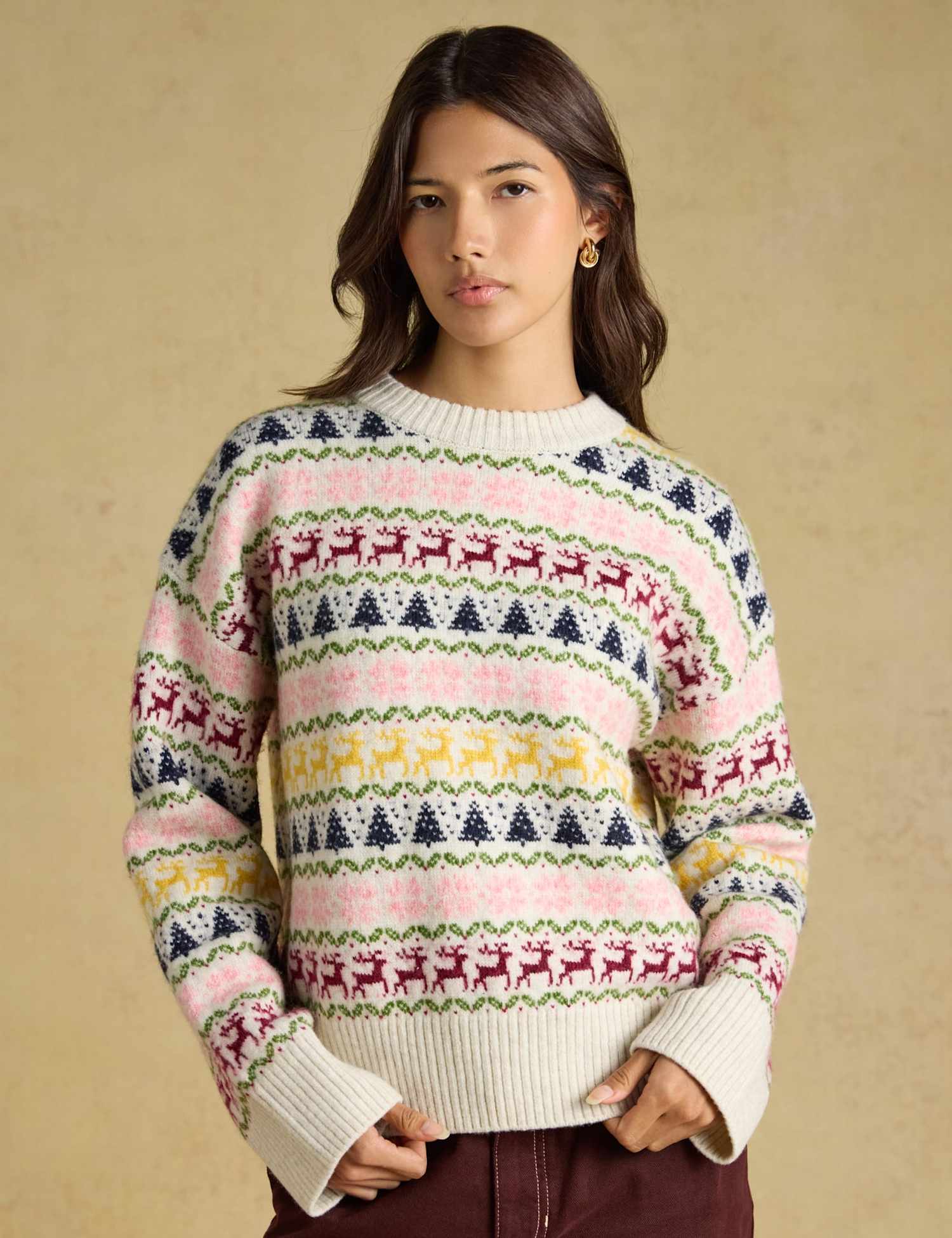 Joules Fair Isle Jumper with Wool Cream Mix