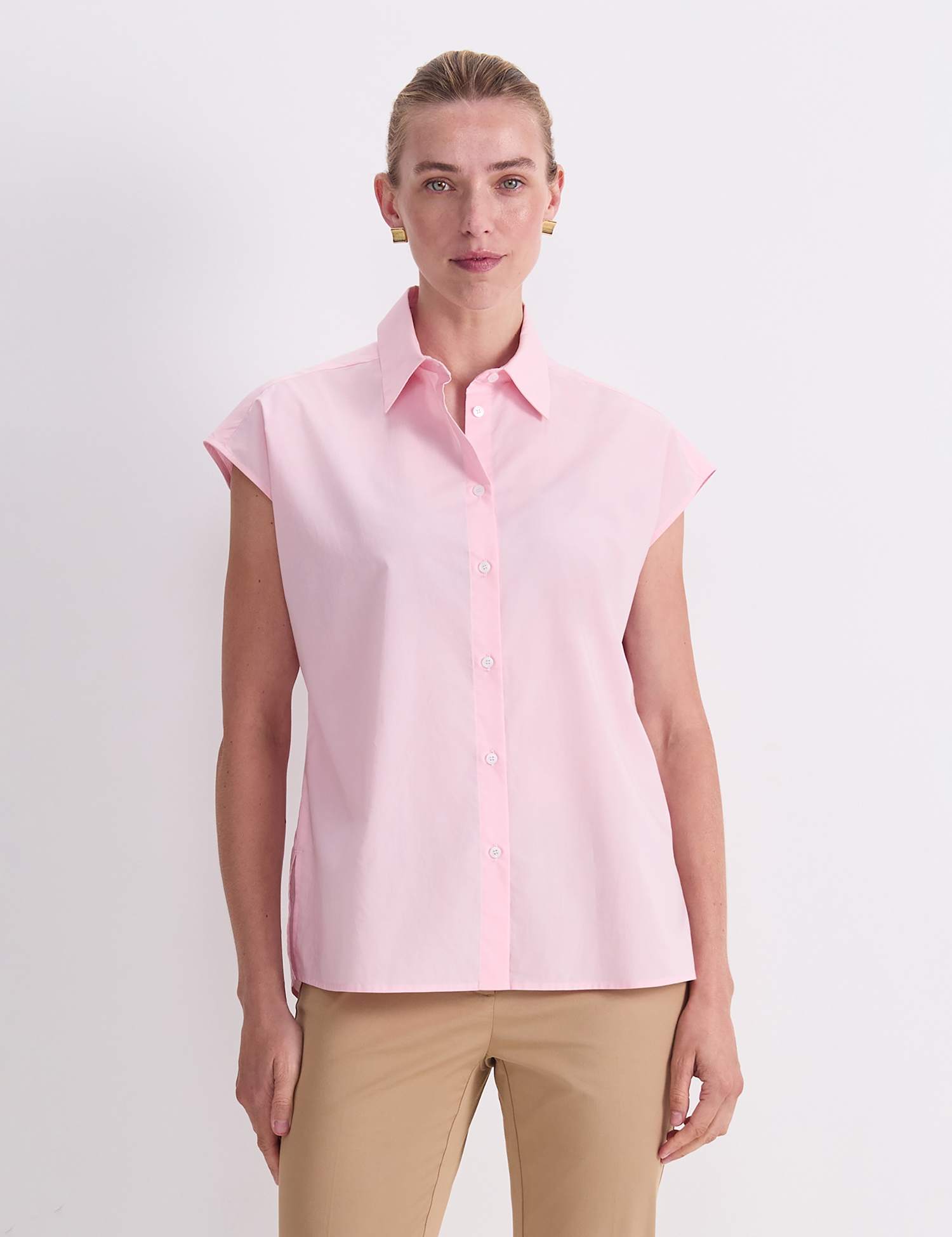 Sportscraft Pure Cotton Cap Sleeve Shirt Pink