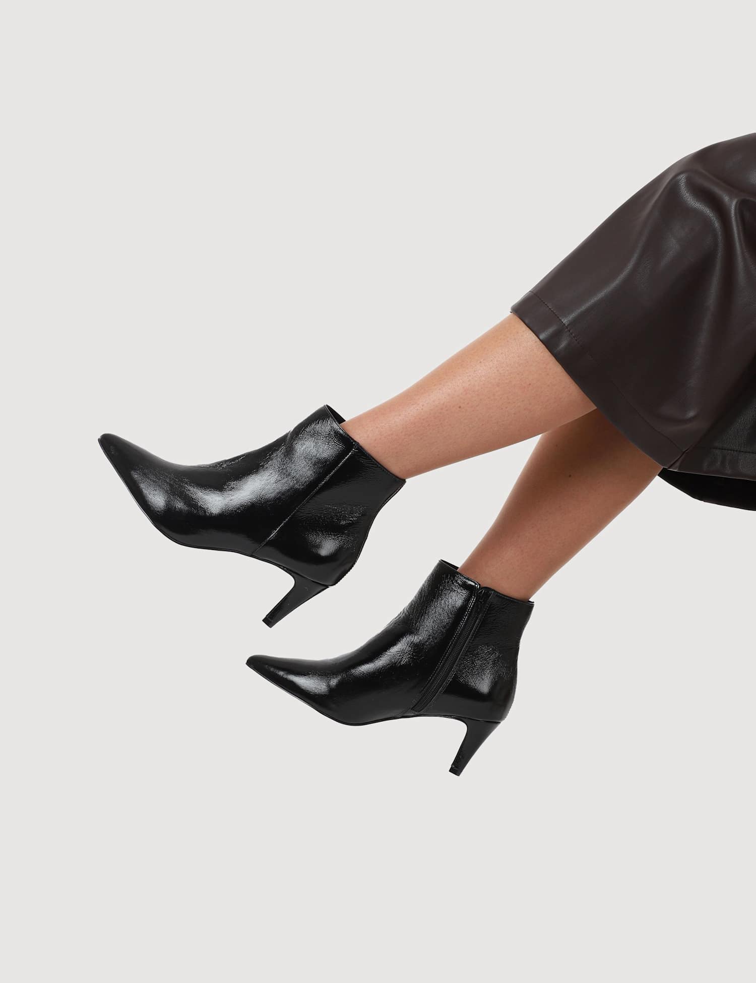 Jones Bootmaker Leather Kitten Heel Ankle Boots Black