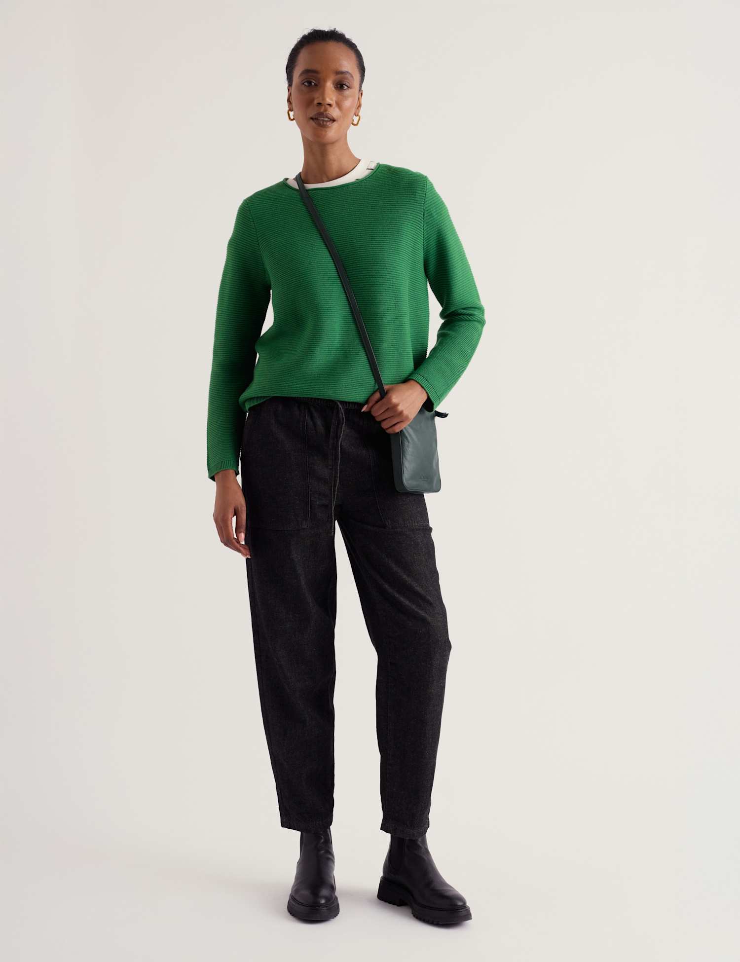 Seasalt Cornwall Pure Cotton Baat Neck Relaxed Jumper Green