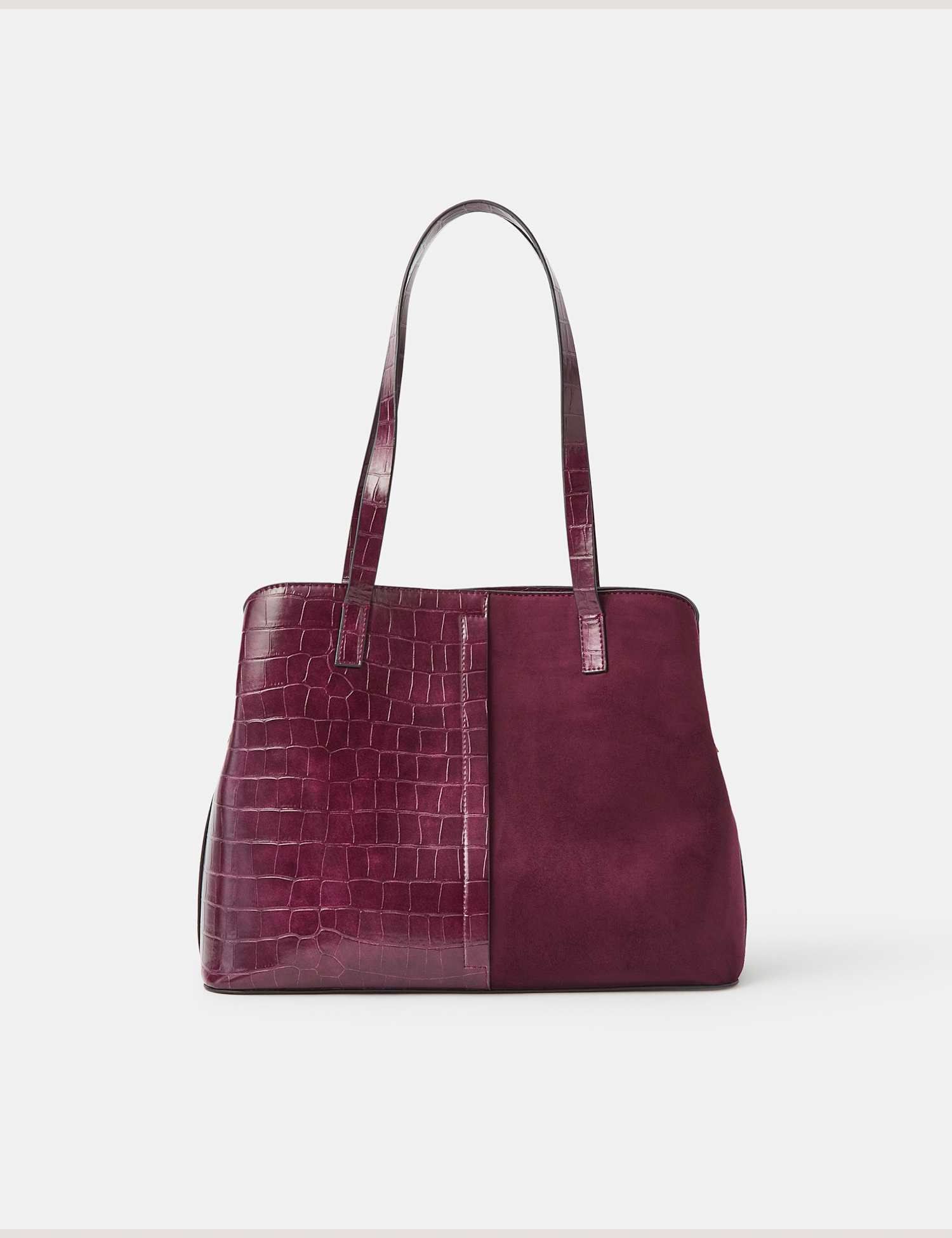 ACCESSORIZE Croc Effect Webbed Strap Shoulder Bag Burgundy