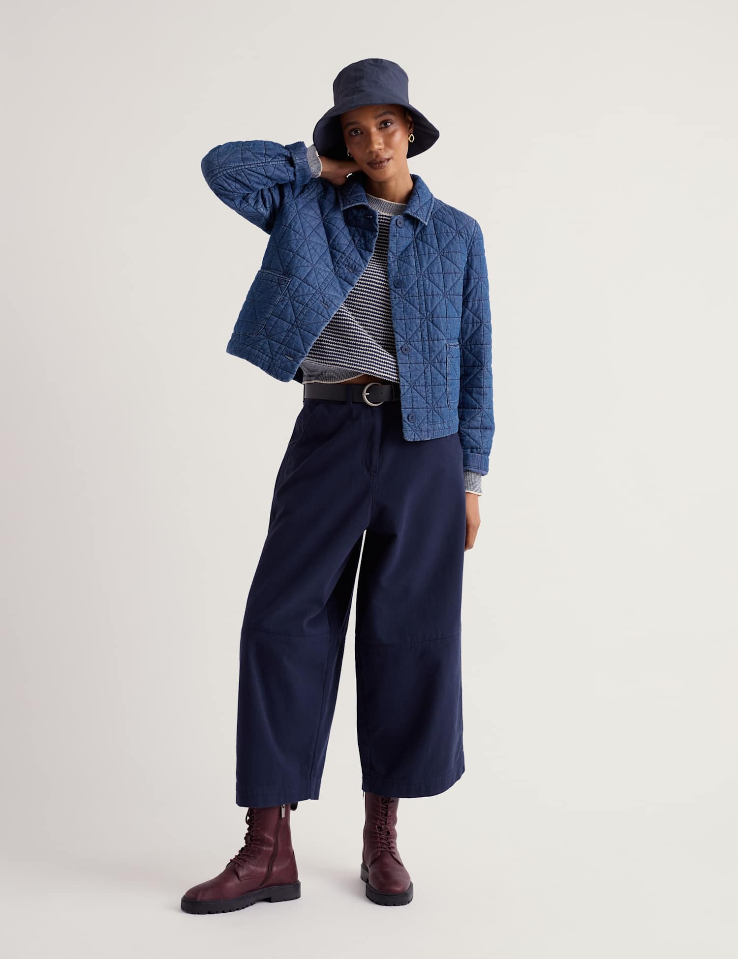 Seasalt Cornwall Cord Quilted Collared Jacket Blue Denim