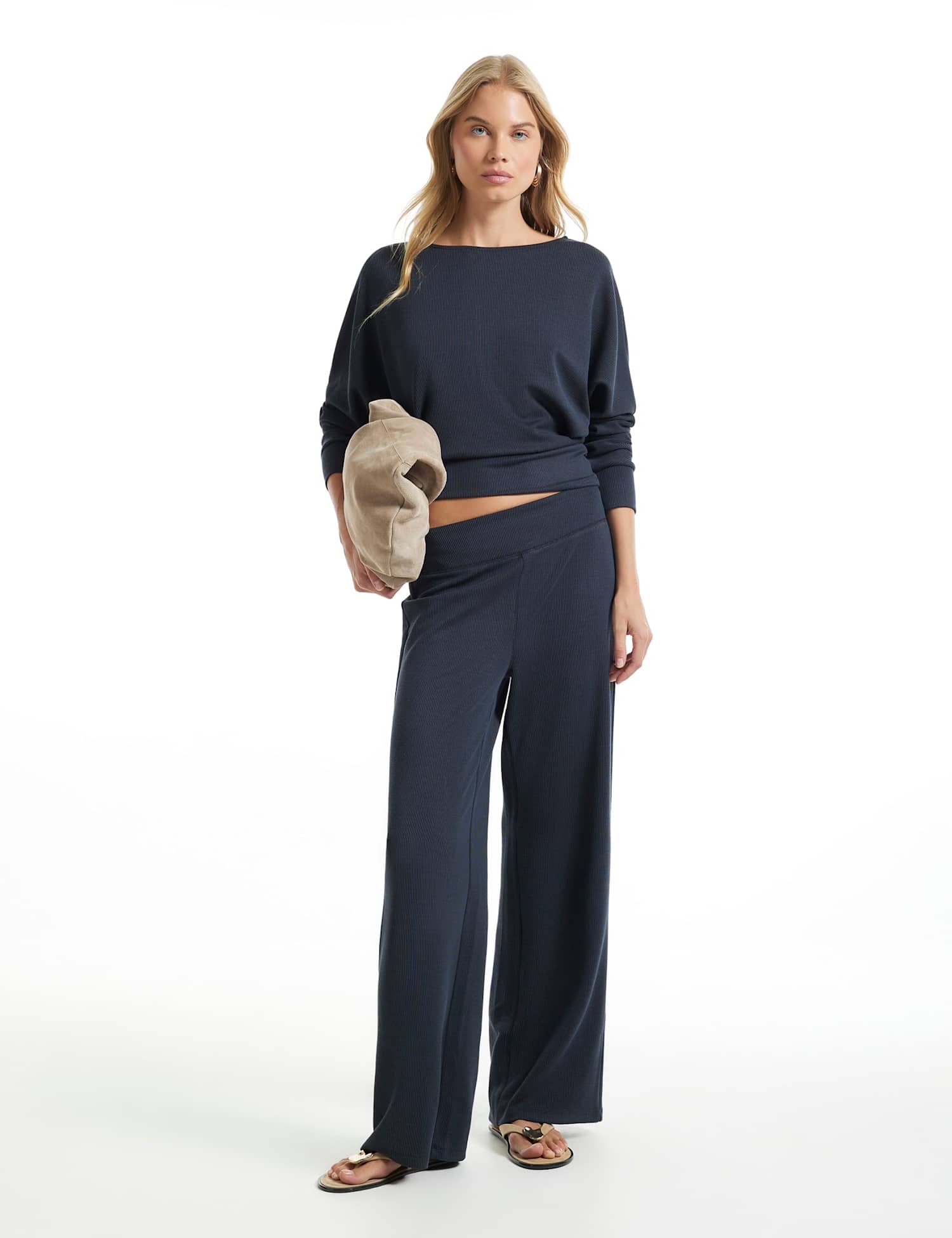 River Island Slim Fit Trousers Navy
