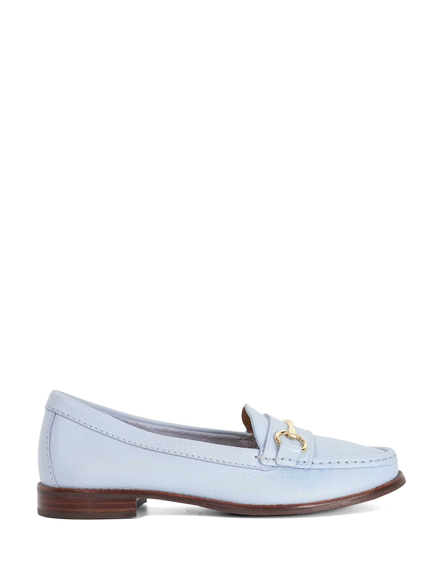 Dune London Wide Fit Leather Snaffle Trim Flat Loafers Blue