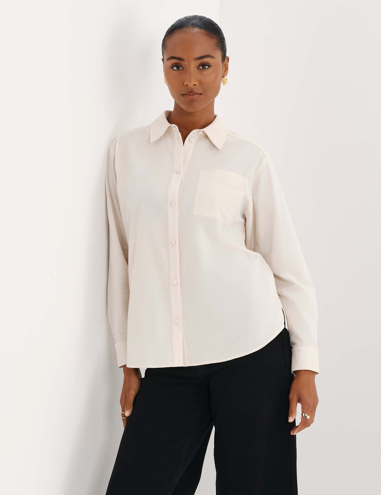 Finery London Cord Textured Shirt Ivory