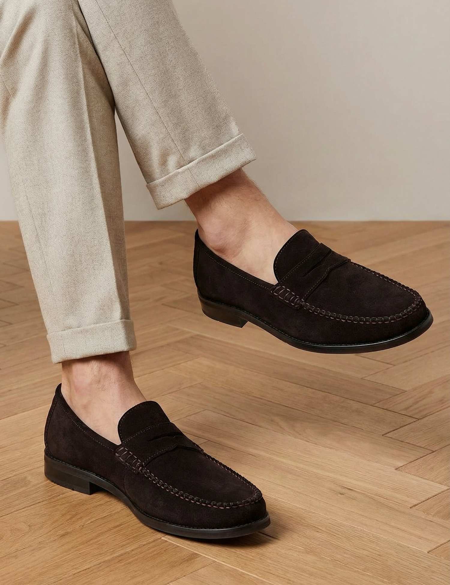 Jones Bootmaker Leather Slip-On Loafers Dark Brown