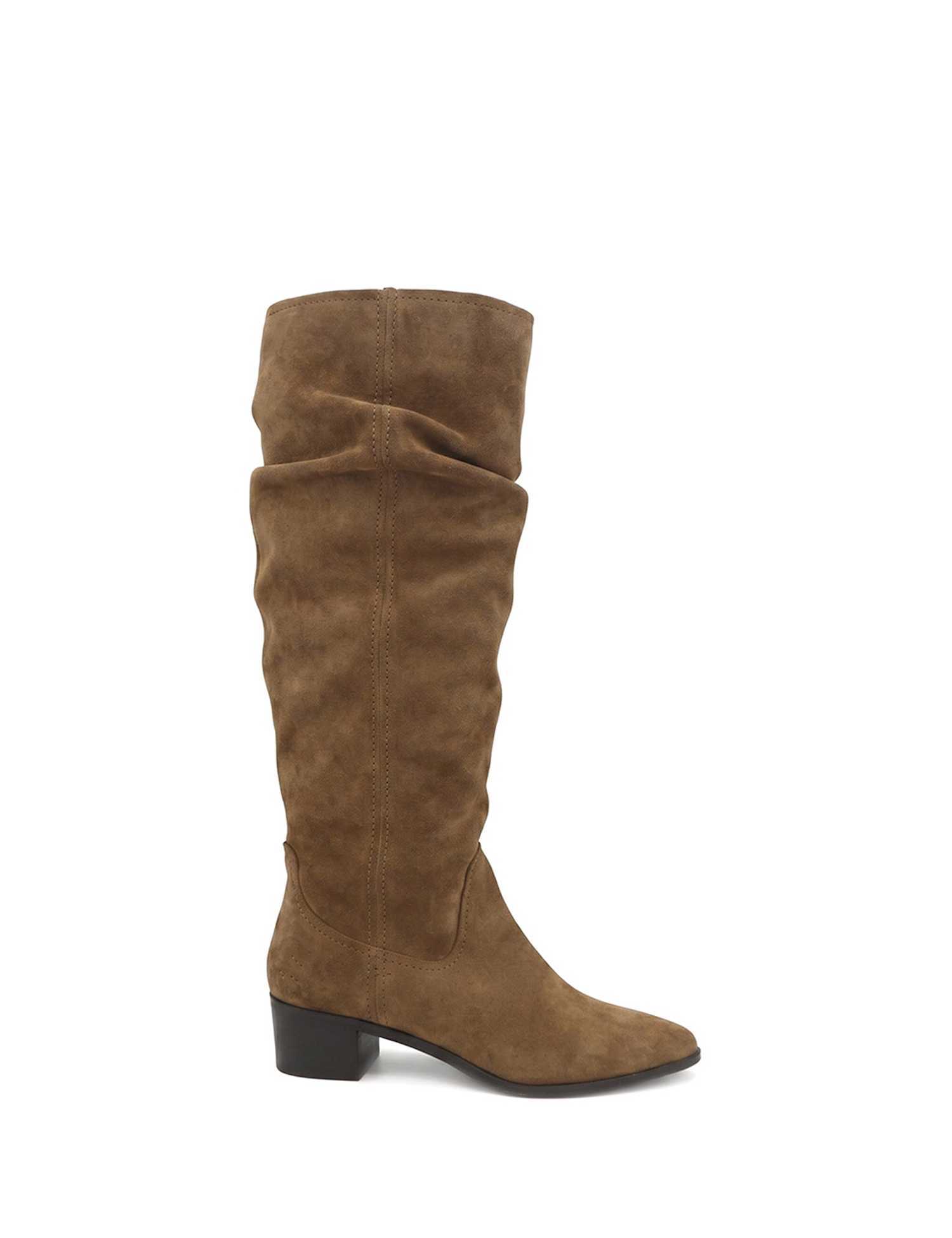Jones Bootmaker Leather Low Heel Knee High Boots Brown