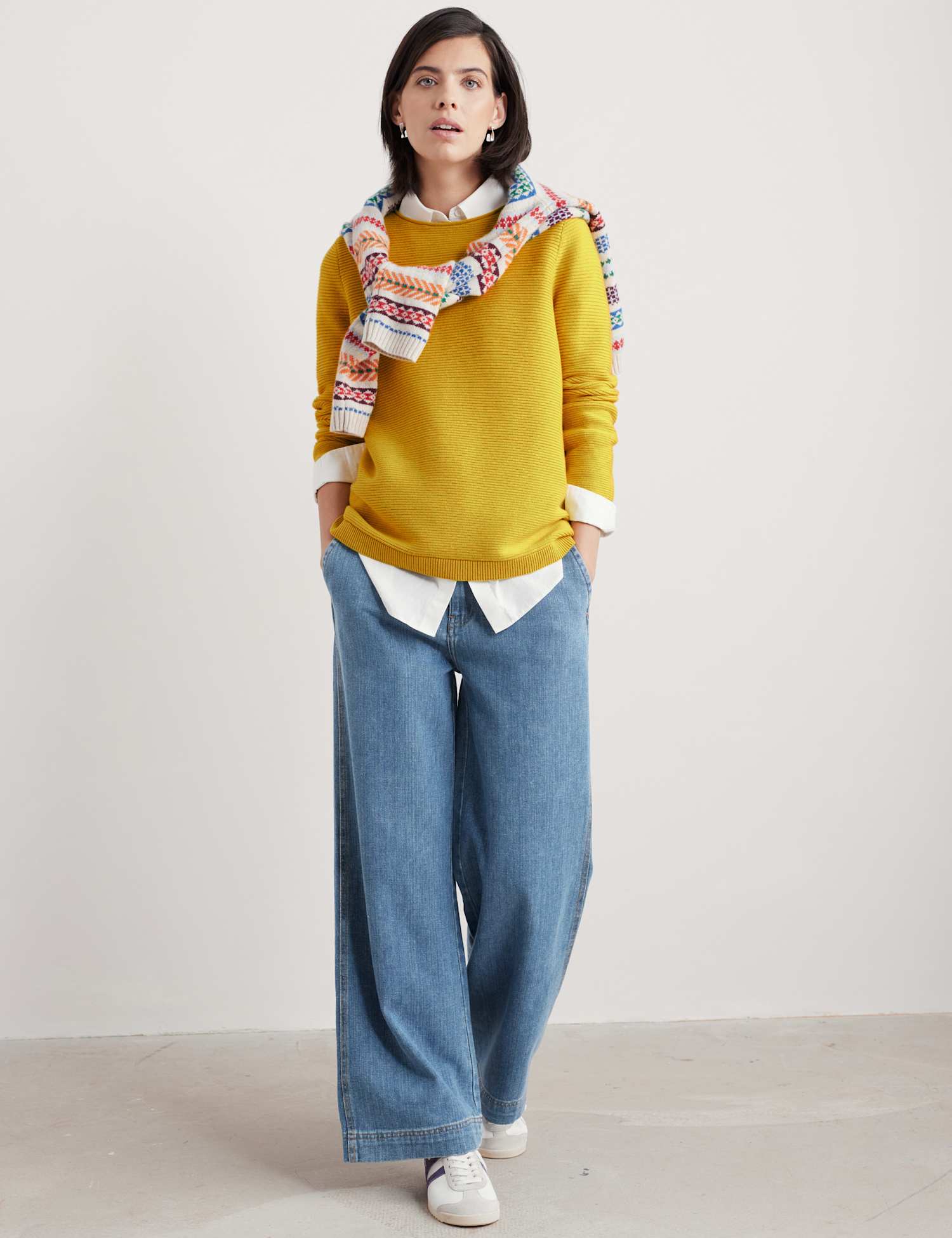 Seasalt Cornwall Pure Cotton Textured Crew Neck Jumper Lemon