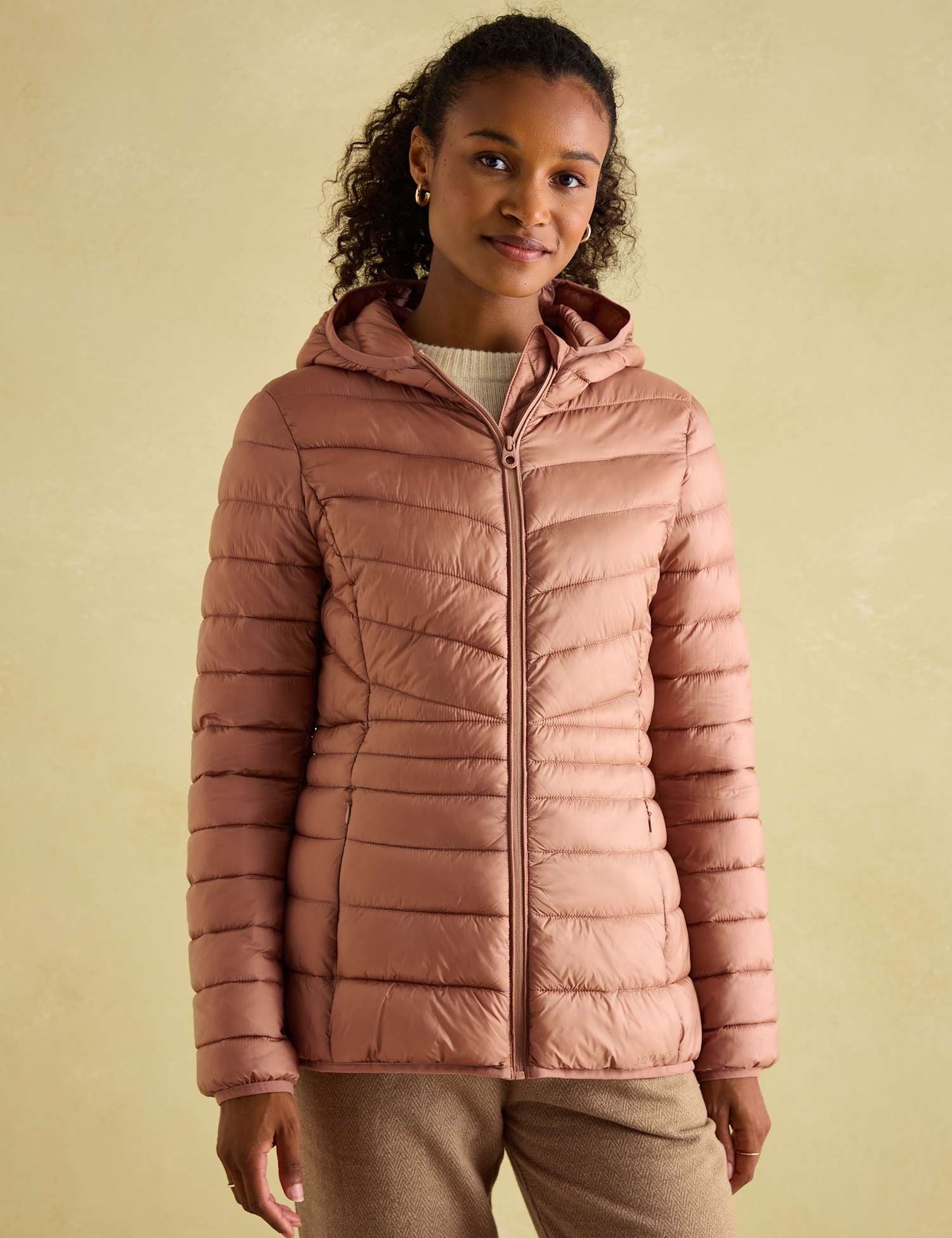 Joules Hooded Puffer Jacket Pink
