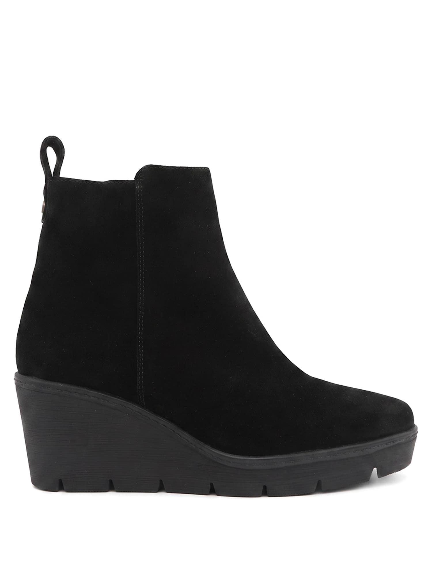 Jones Bootmaker Leather Wedge Heel Ankle Boots Black