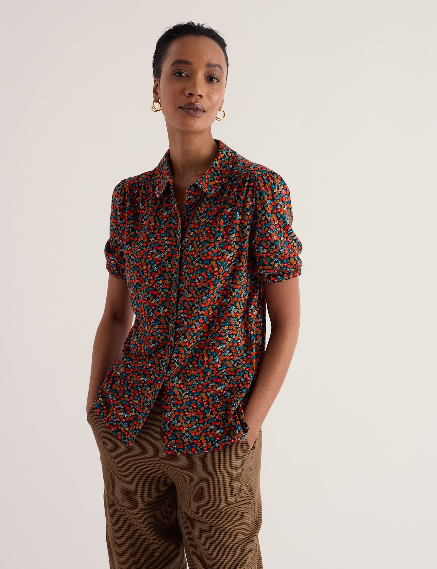 Seasalt Cornwall Lyocell Rich Ditsy Floral Fitted Shirt Multi