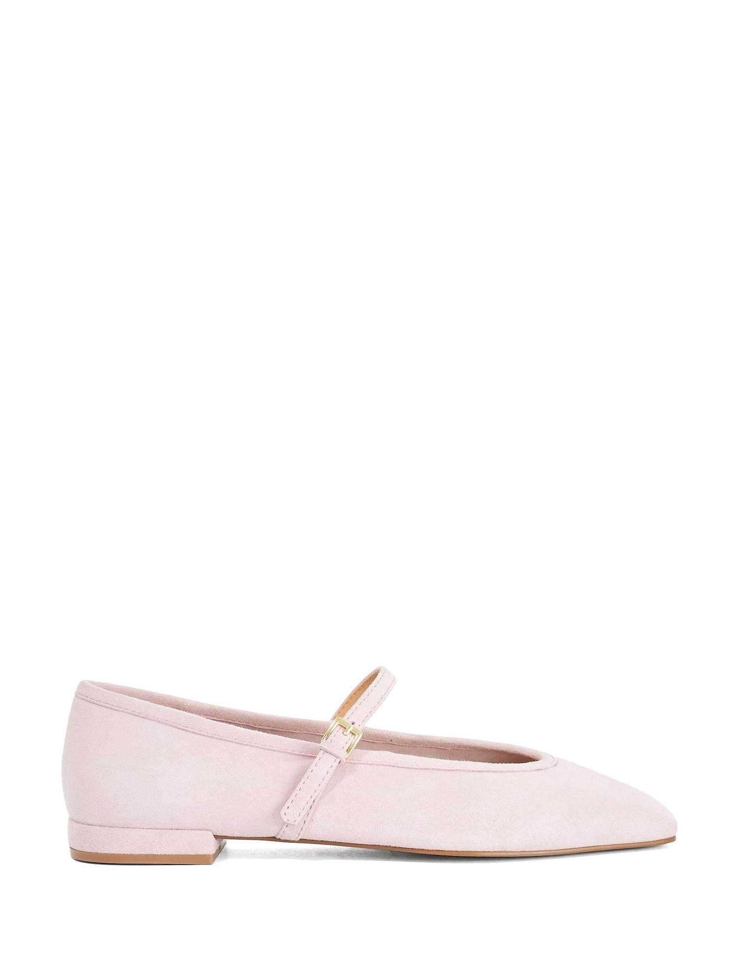 Dune London Suede Square Toe Mary Jane Ballet Pumps Blush