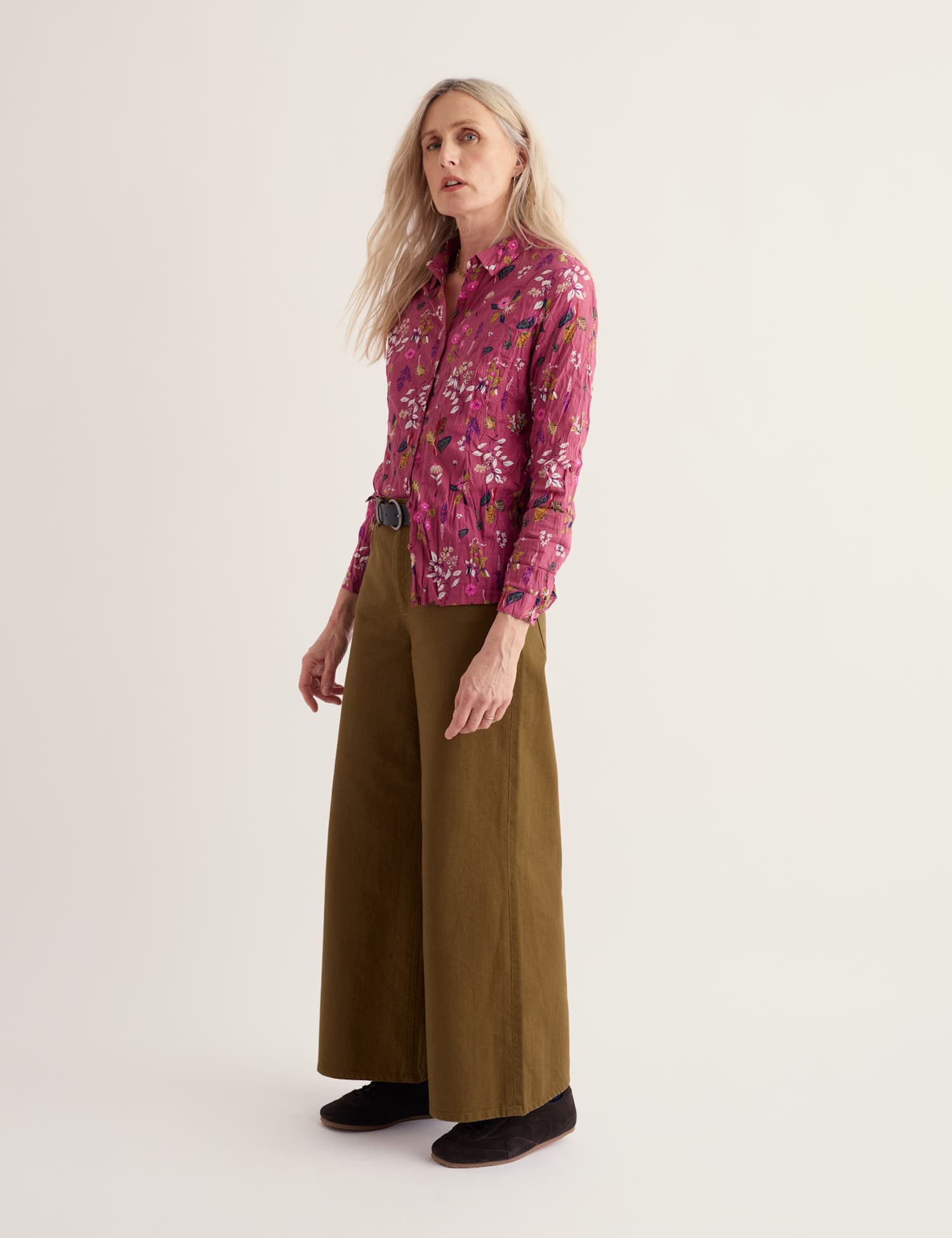 Seasalt Cornwall Pure Cotton Textured Floral Shirt Pink Mix