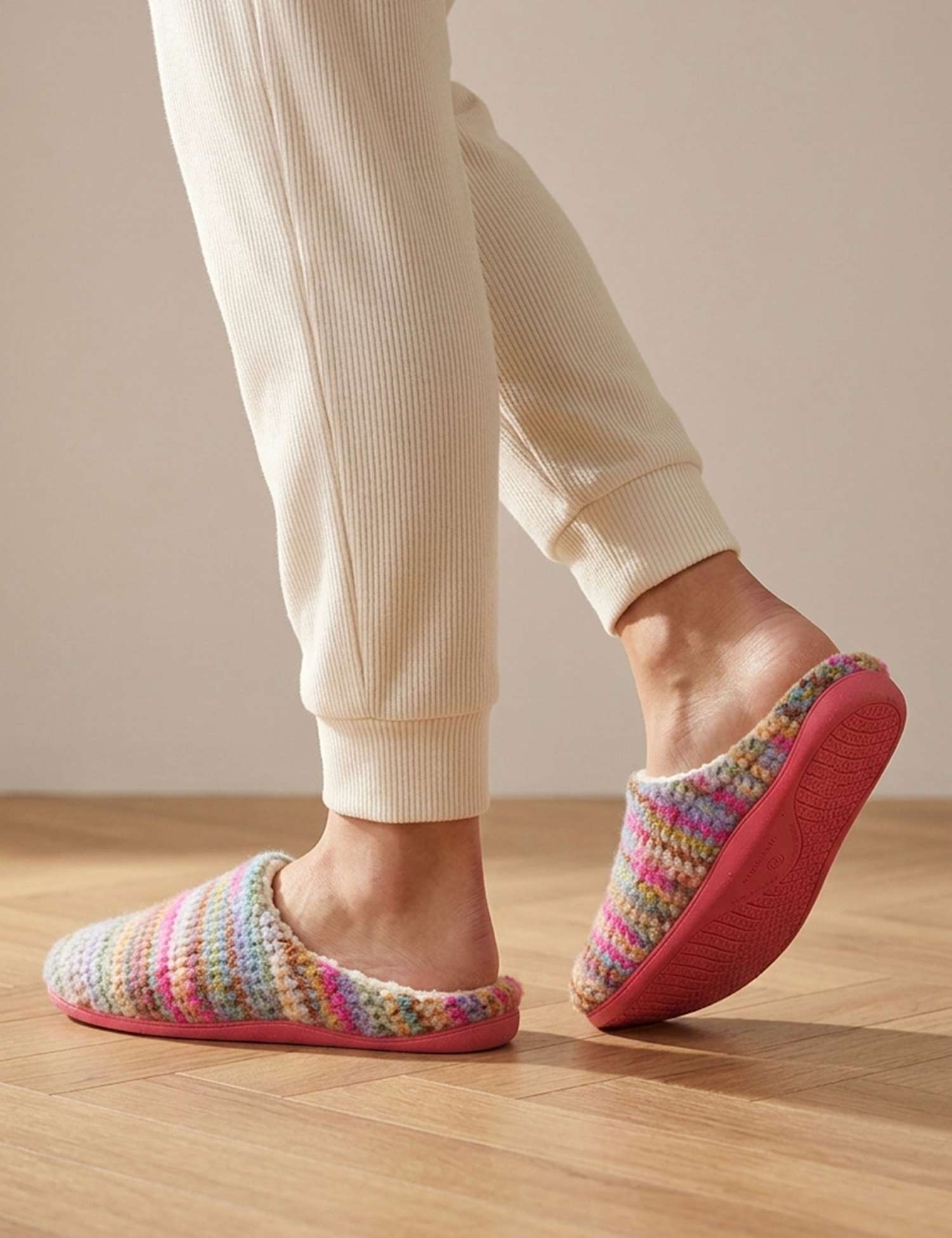 Jones Bootmaker Striped Mule Slippers Pink