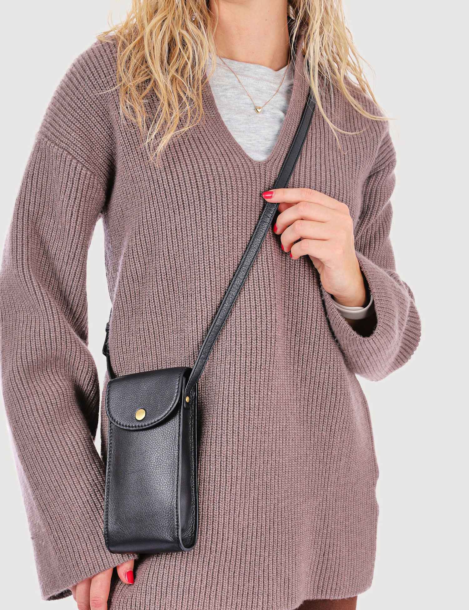 Jones Bootmaker Leather Cross Body Bag Black