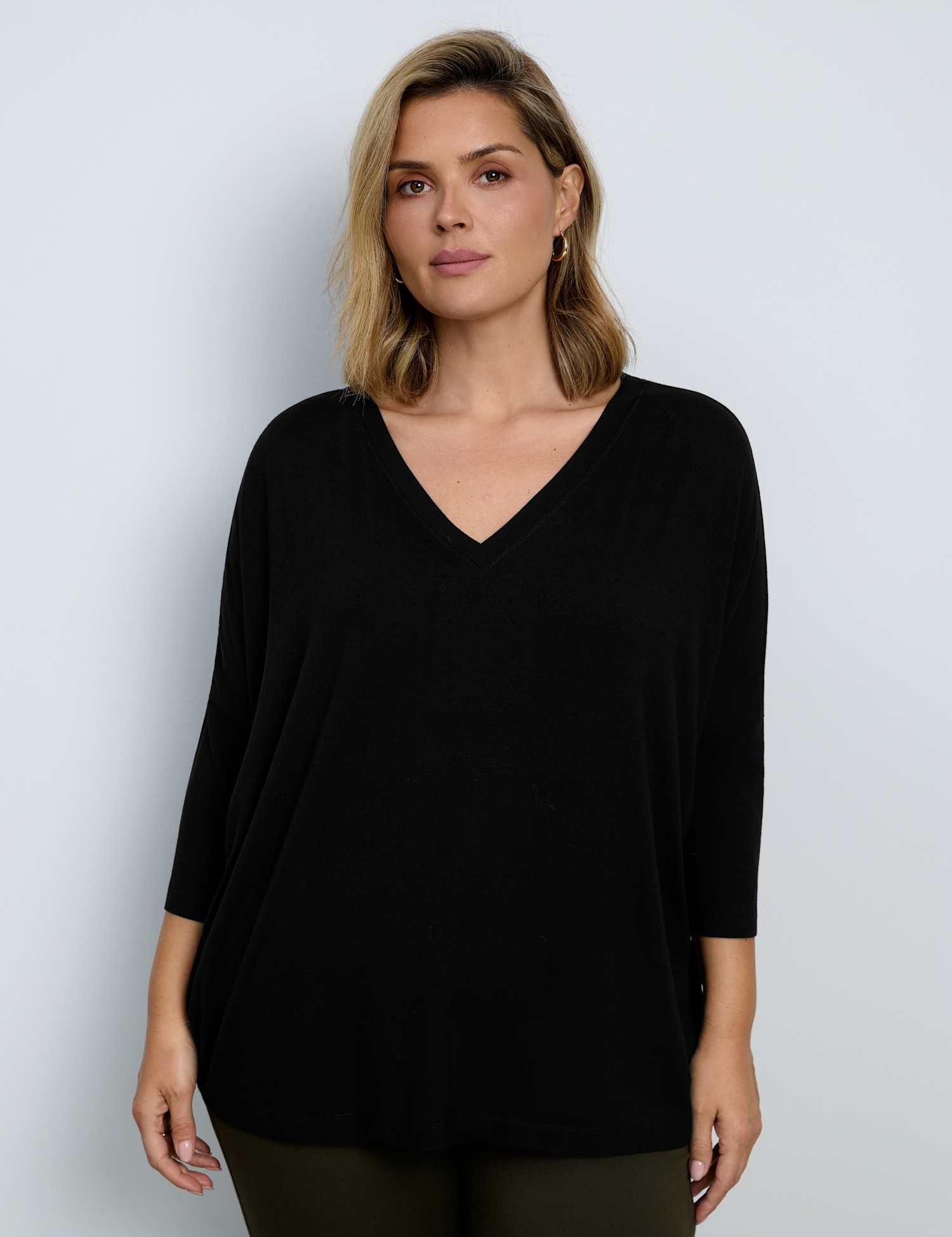 Live Unlimited London Jersey V-Neck Top Black