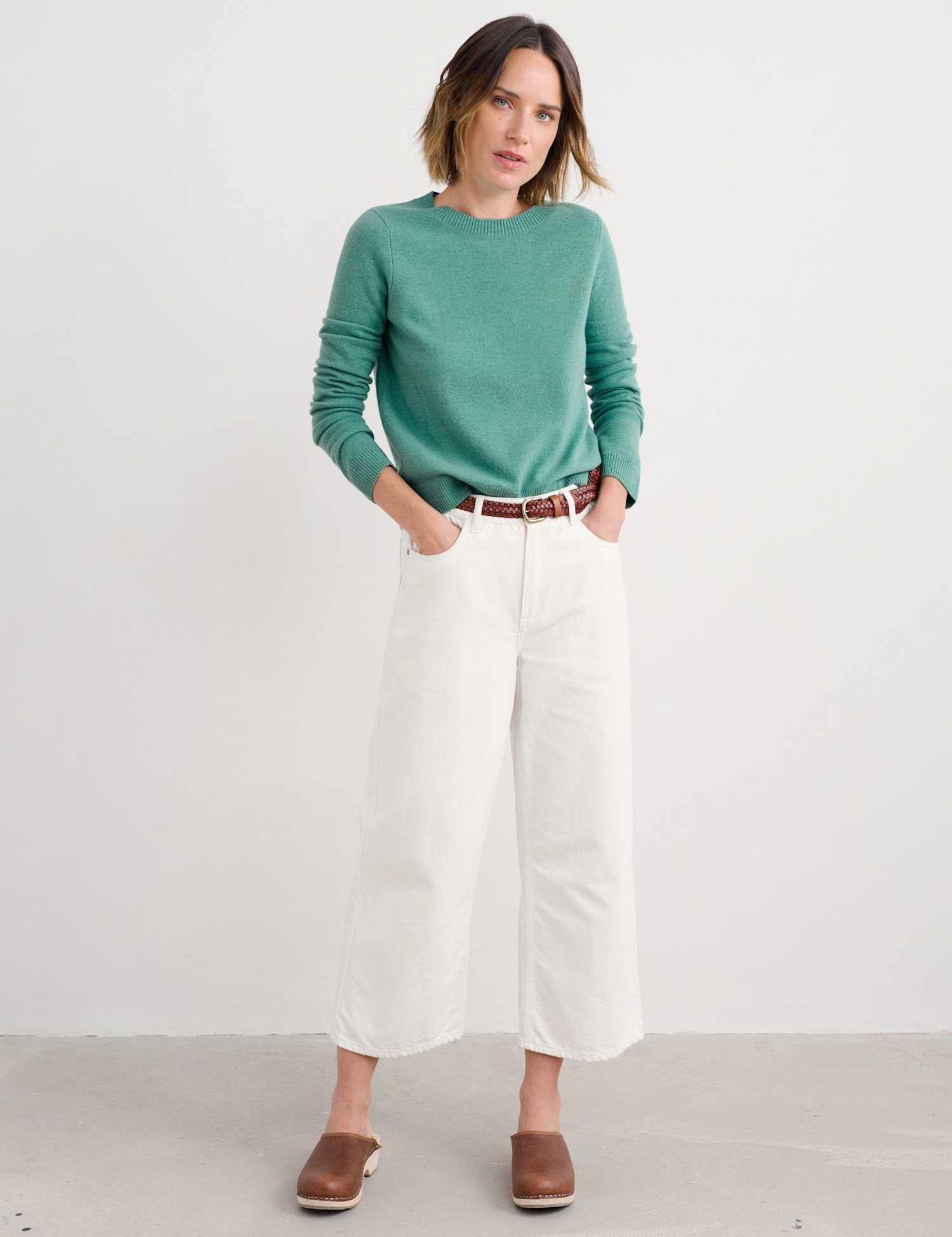 Seasalt Cornwall Merino Wool Rich Crew Neck Jumper Sage
