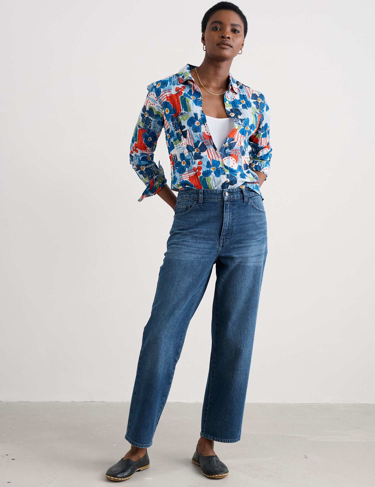 Seasalt Cornwall Pure Cotton Floral Collared Shirt Multi