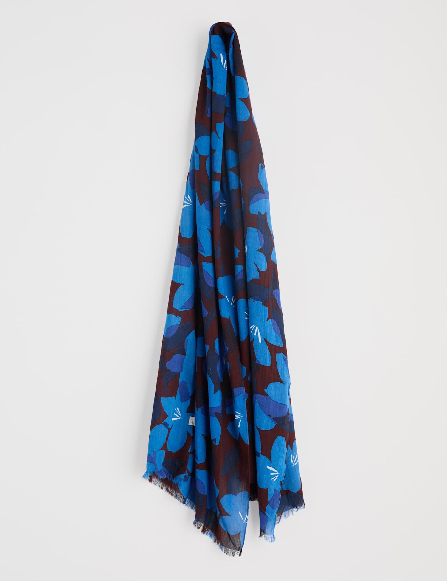 Seasalt Cornwall Cotton Blend Printed Floral Scarf Brown Mix
