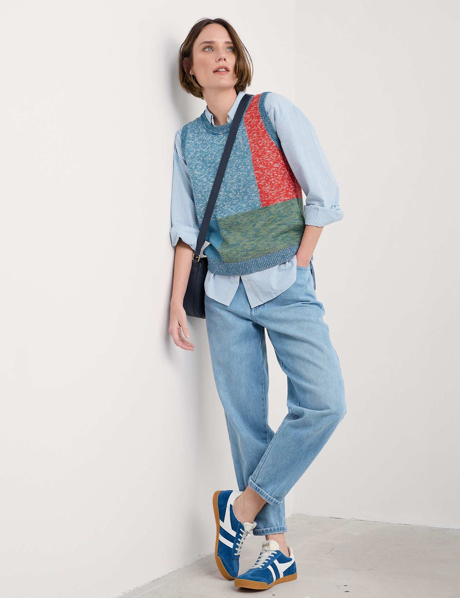 Seasalt Cornwall Pure Cotton Colour Block Knitted Vest Multi
