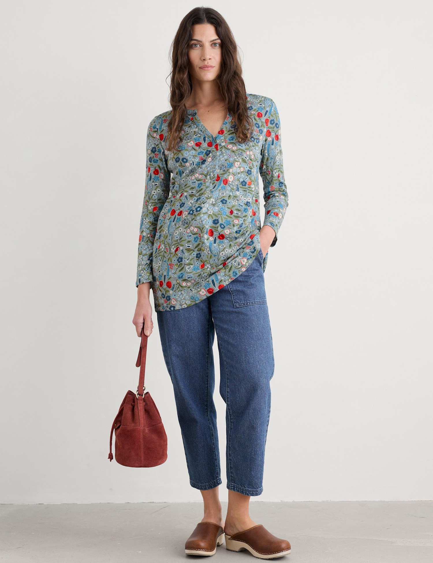 Seasalt Cornwall Pure Cotton Floral Tunic Blue Mix