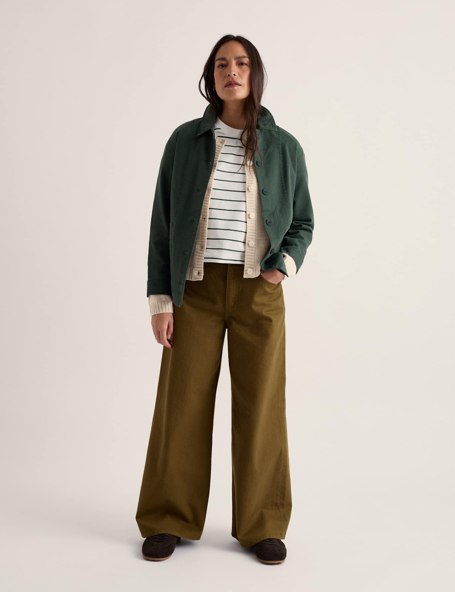 Seasalt Cornwall Jersey Striped Scoop Neck T-Shirt Green Mix