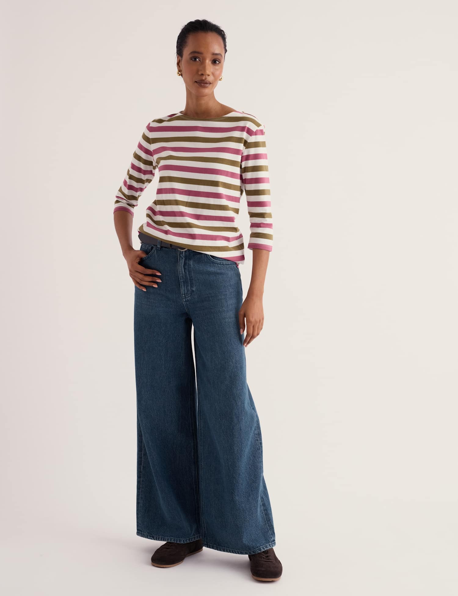 Seasalt Cornwall Pure Cotton Striped Relaxed Tunic Purple Mix