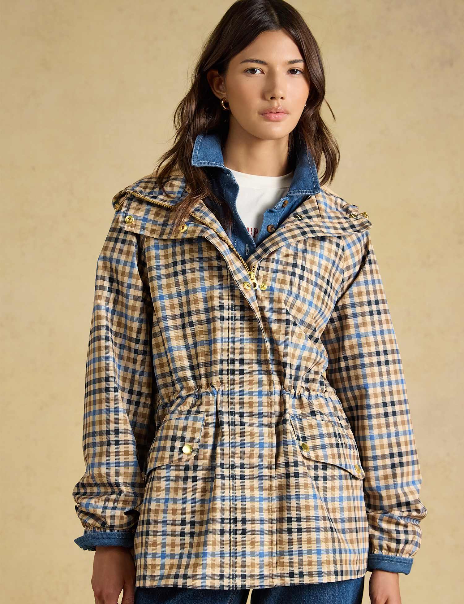 The Checked Lightweight Coat: Joules Waterproof Checked Lightweight Raincoat