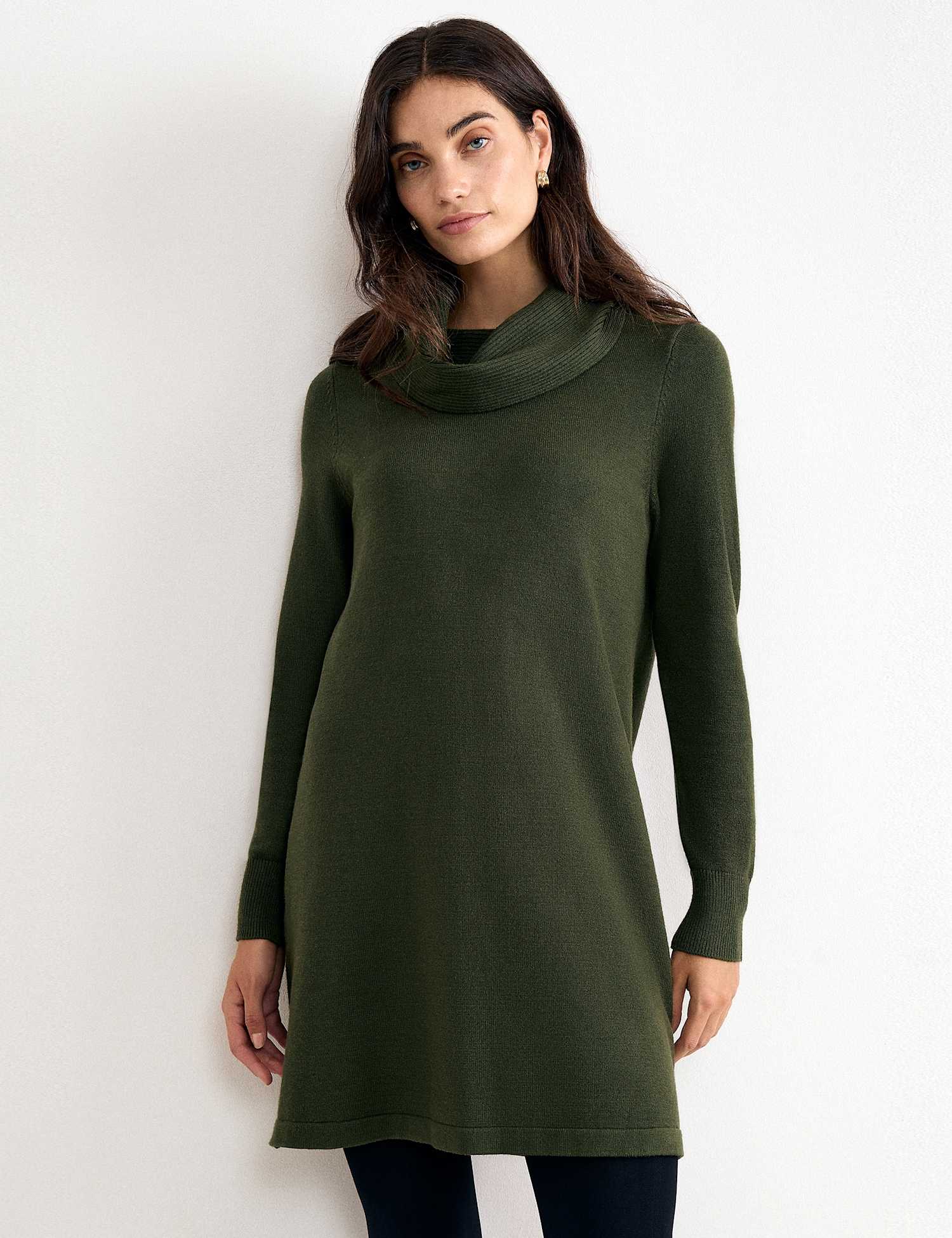 Phase Eight Funnel Neck Mini Jumper Dress Green