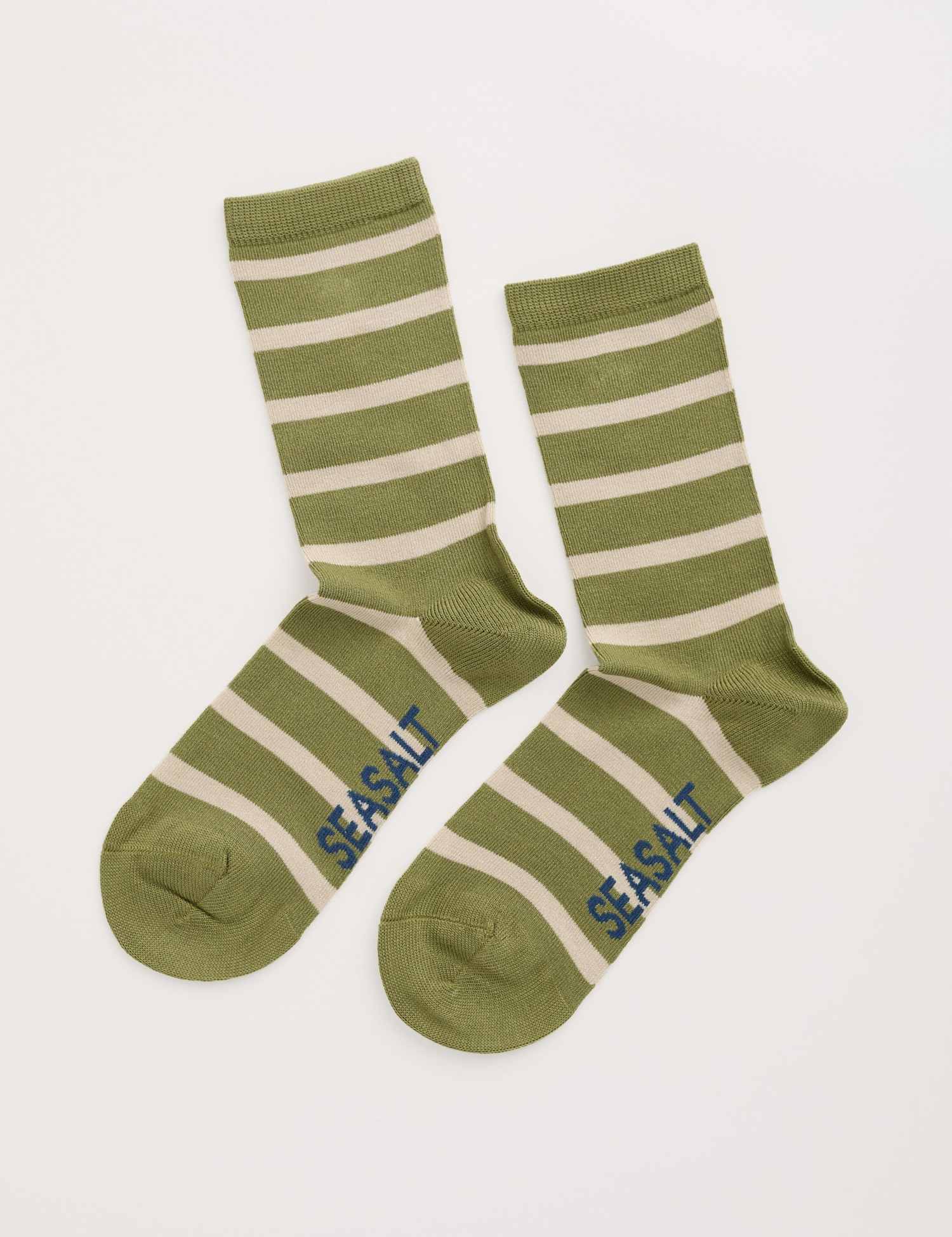 Seasalt Cornwall Striped Ankle High Socks Green Mix