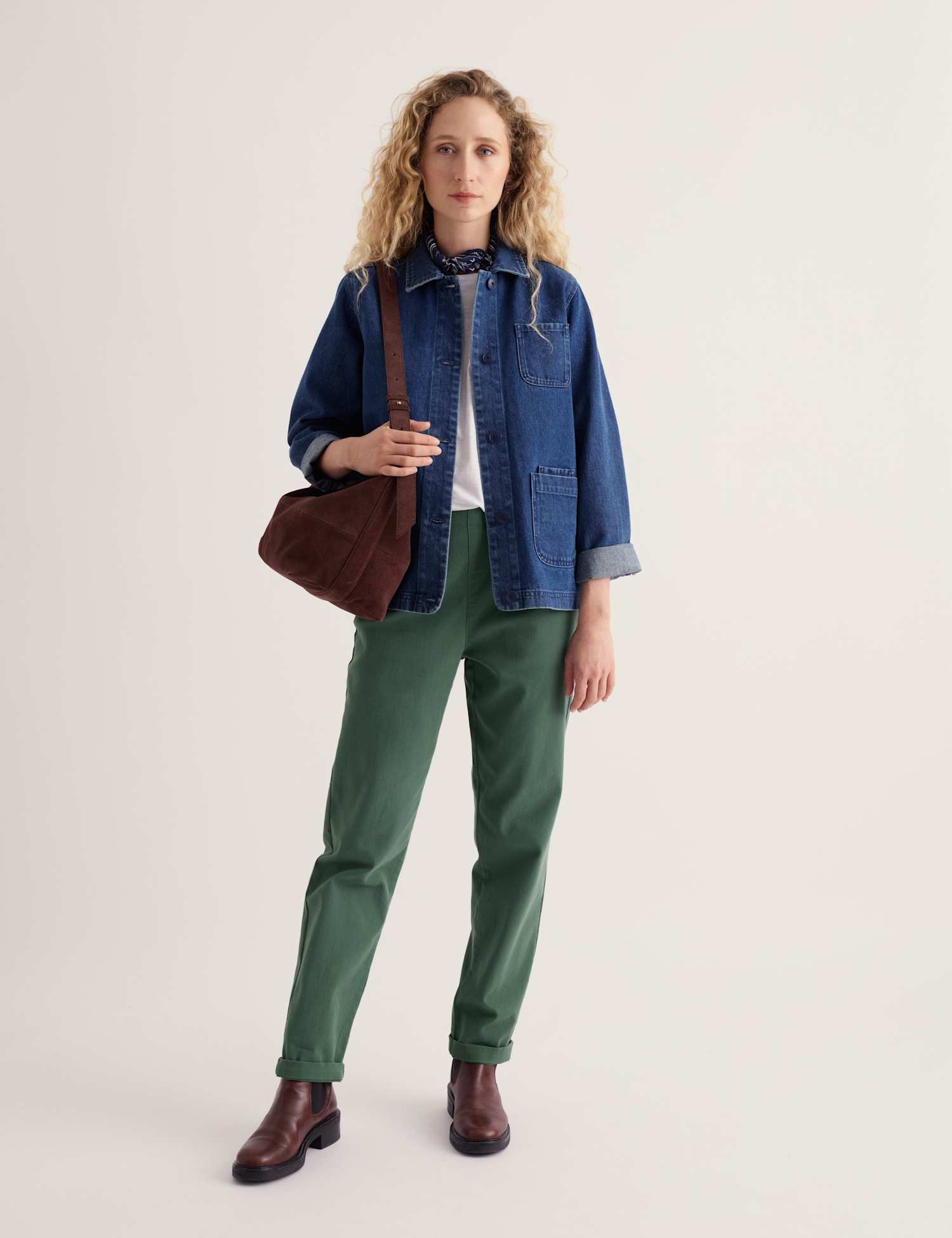 Seasalt Cornwall Cotton Rich Tapered Ankle Grazer Trousers Dark Green