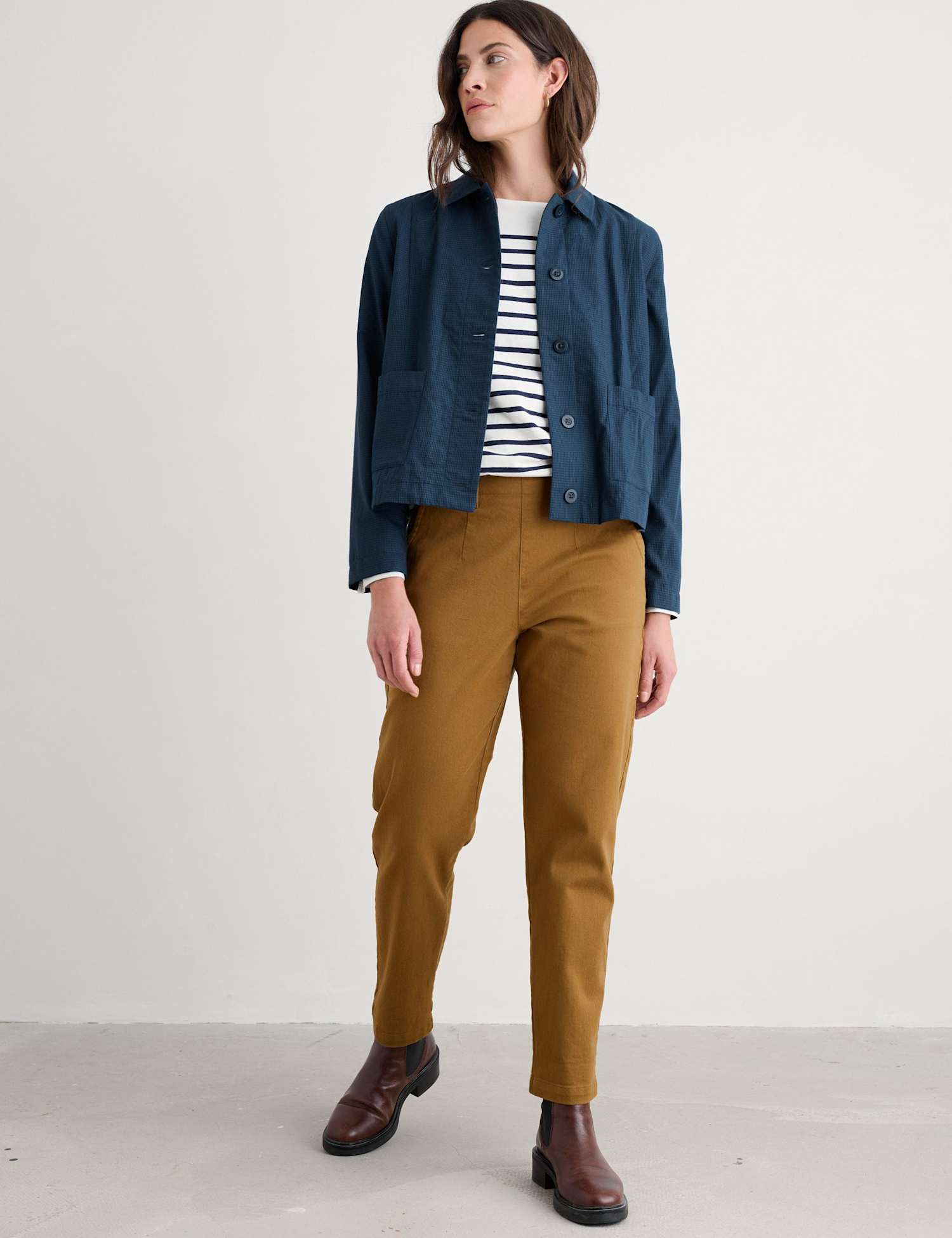 Seasalt Cornwall Cotton Rich Tapered Ankle Grazer Trousers Yellow