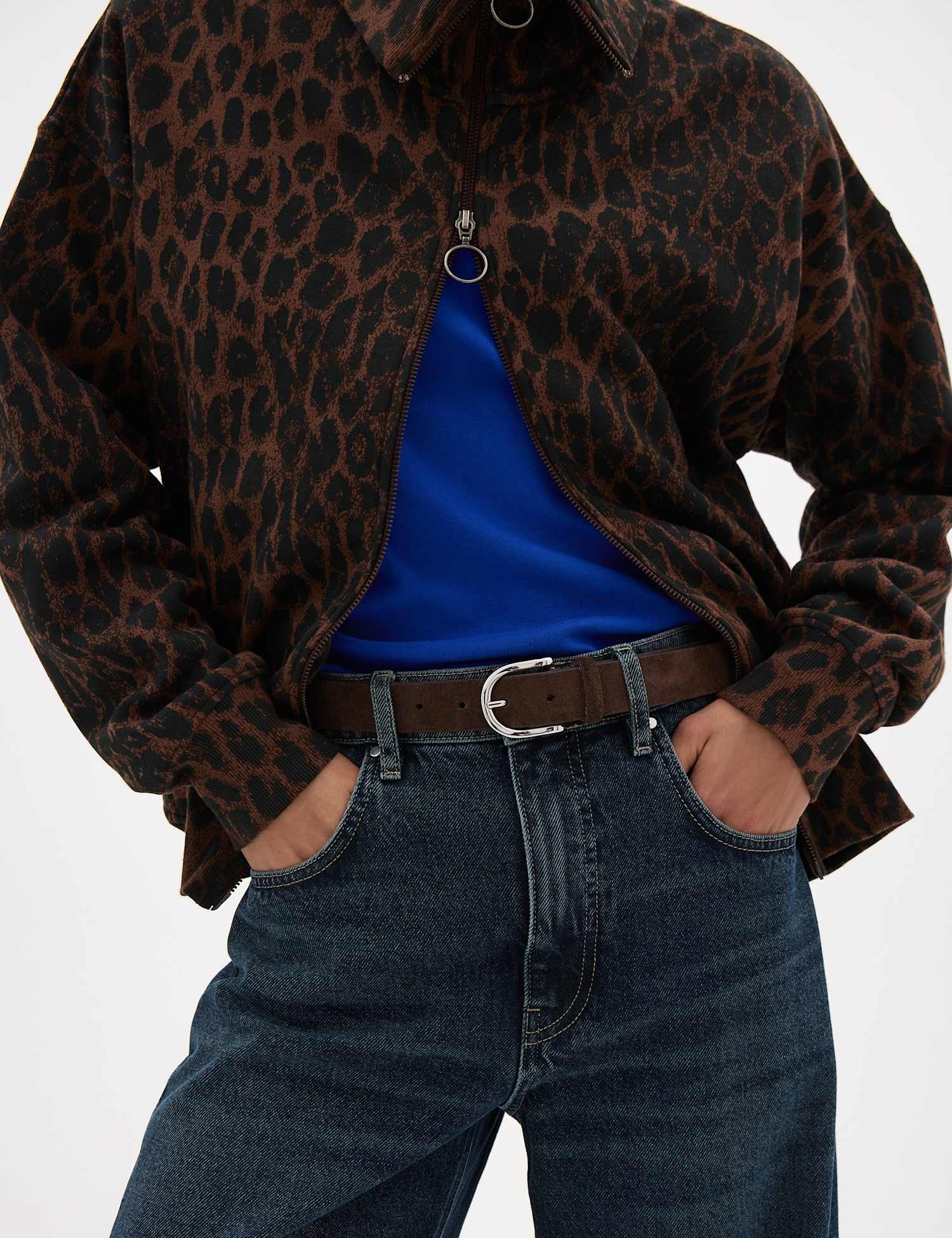 HUSH Philippa Suede Belt Dark Brown