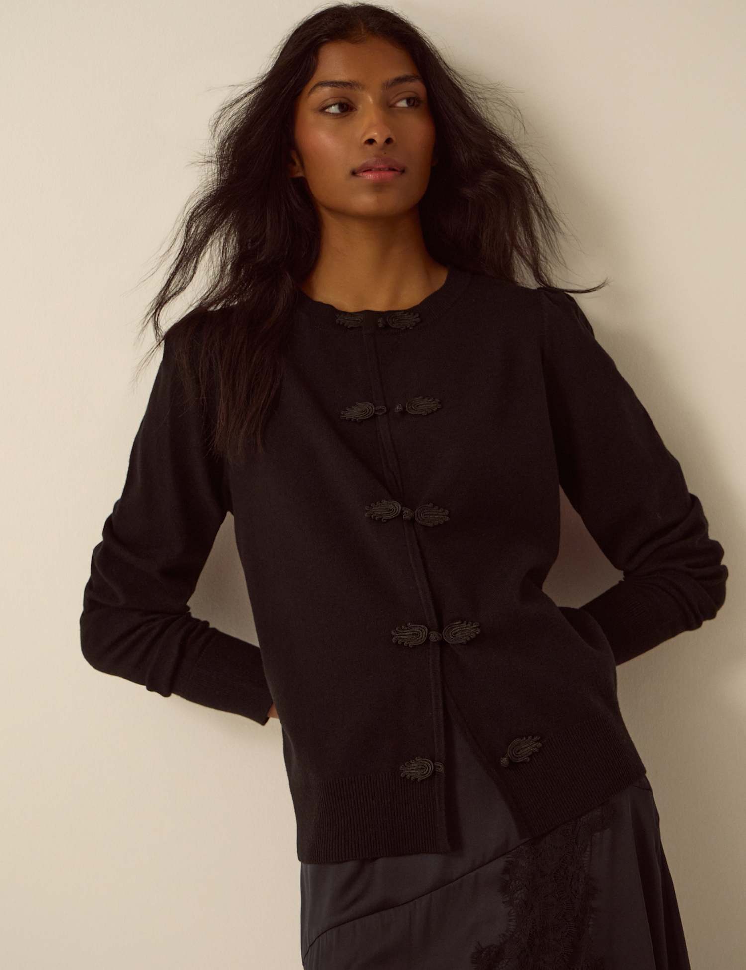 Monsoon Crew Neck Cardigan Black