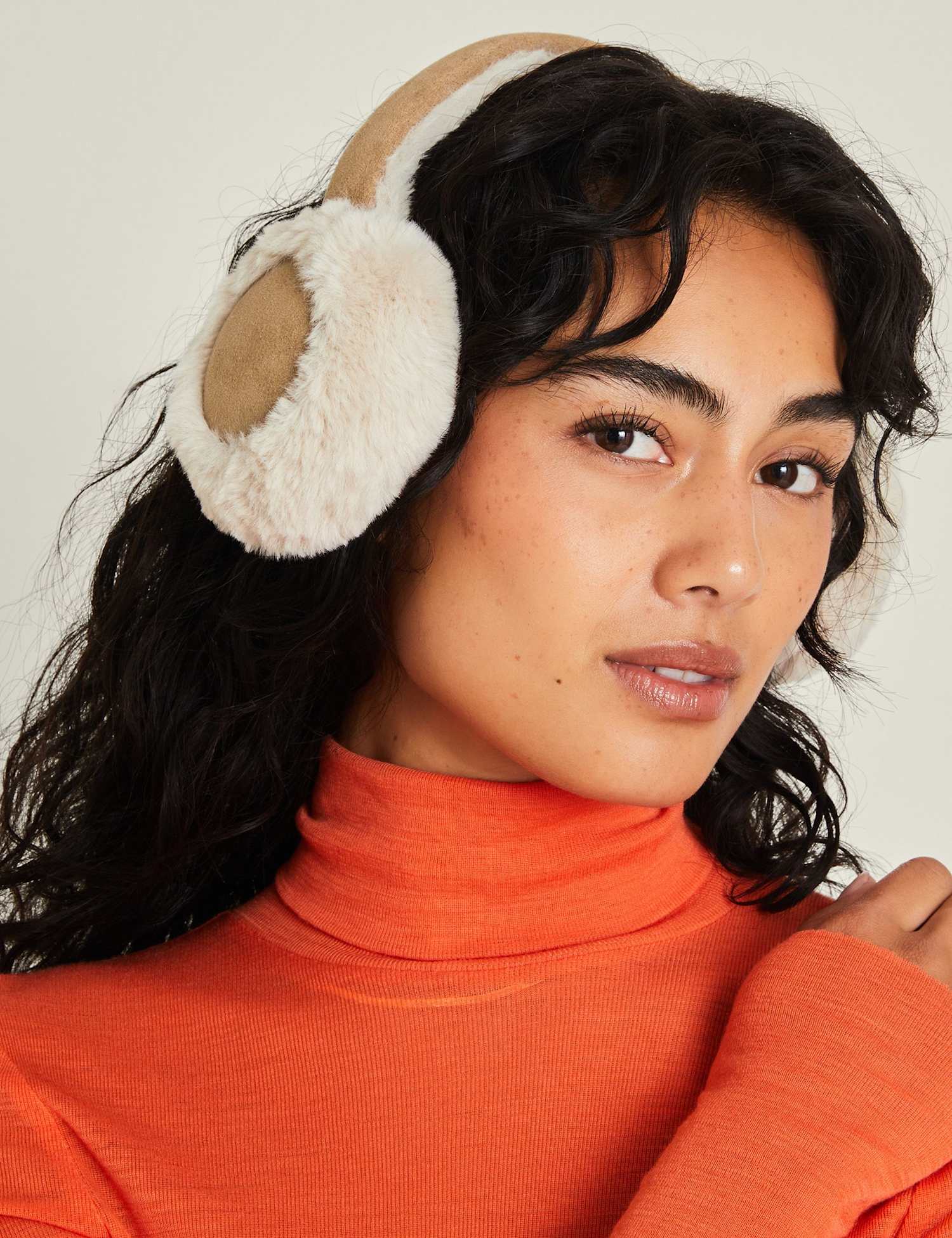 ACCESSORIZE Faux Fur Suedette Earmuffs Camel
