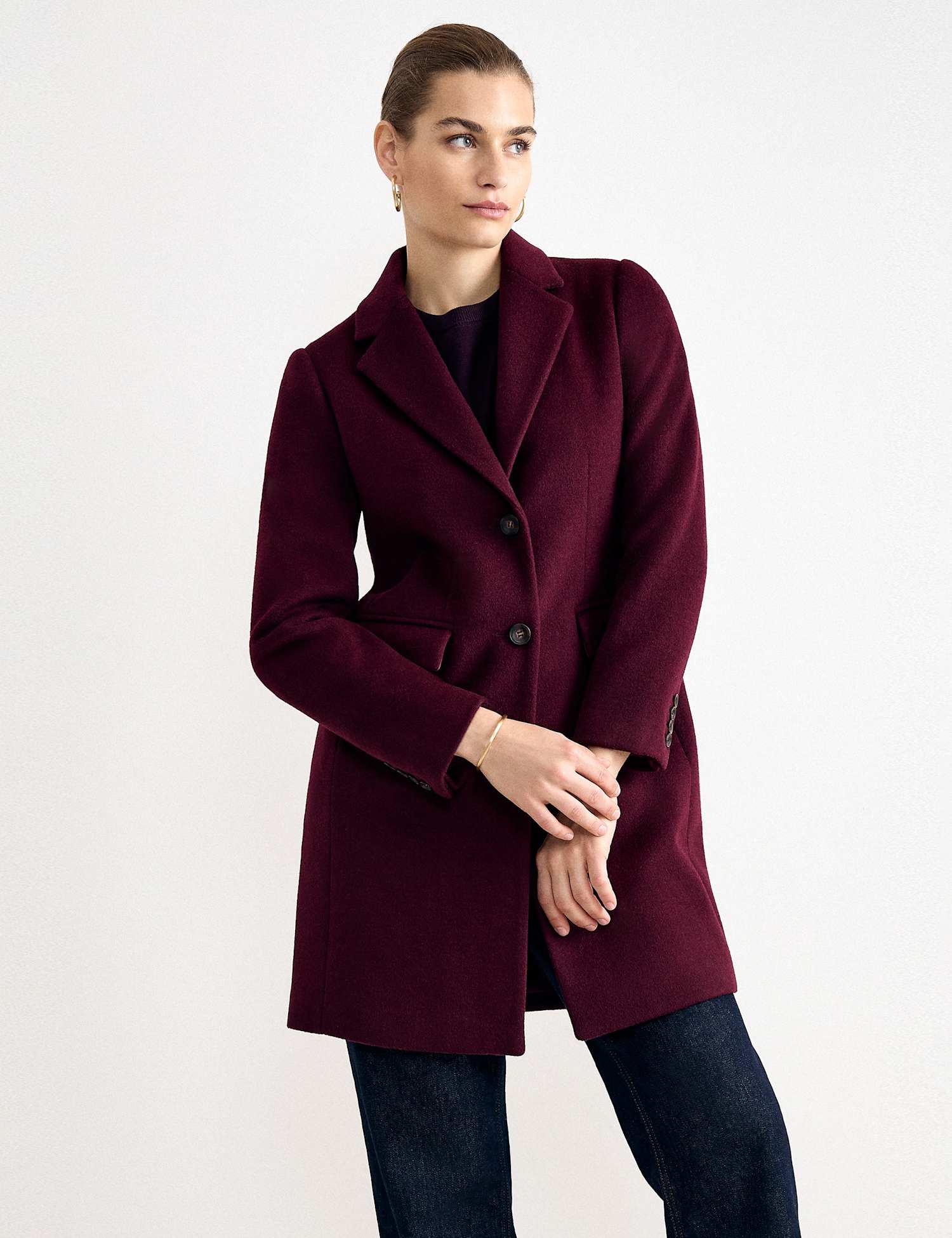Phase Eight Wool Rich Coat Burgundy