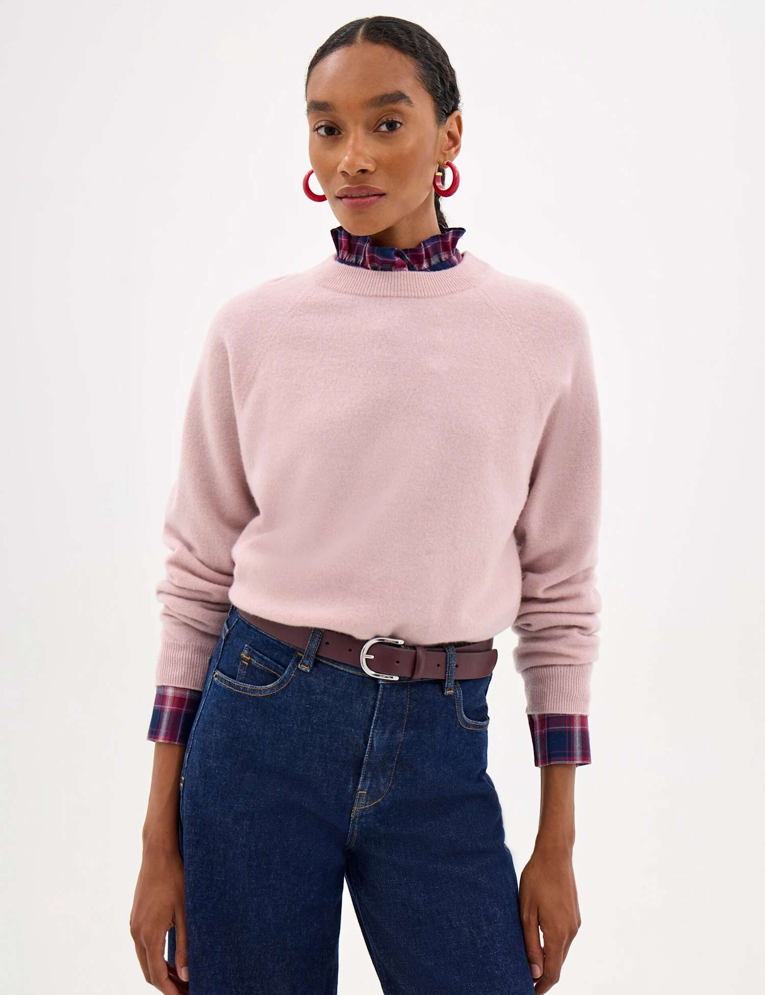 HUSH Pure Merino Wool Crew Neck Jumper Soft Pink