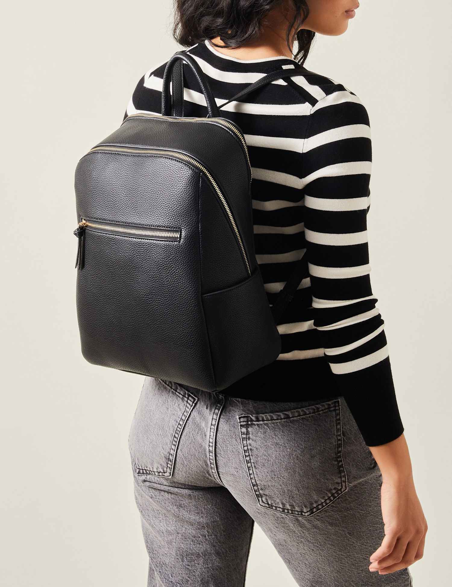 ACCESSORIZE Faux Leather Zip Around Backpack Black