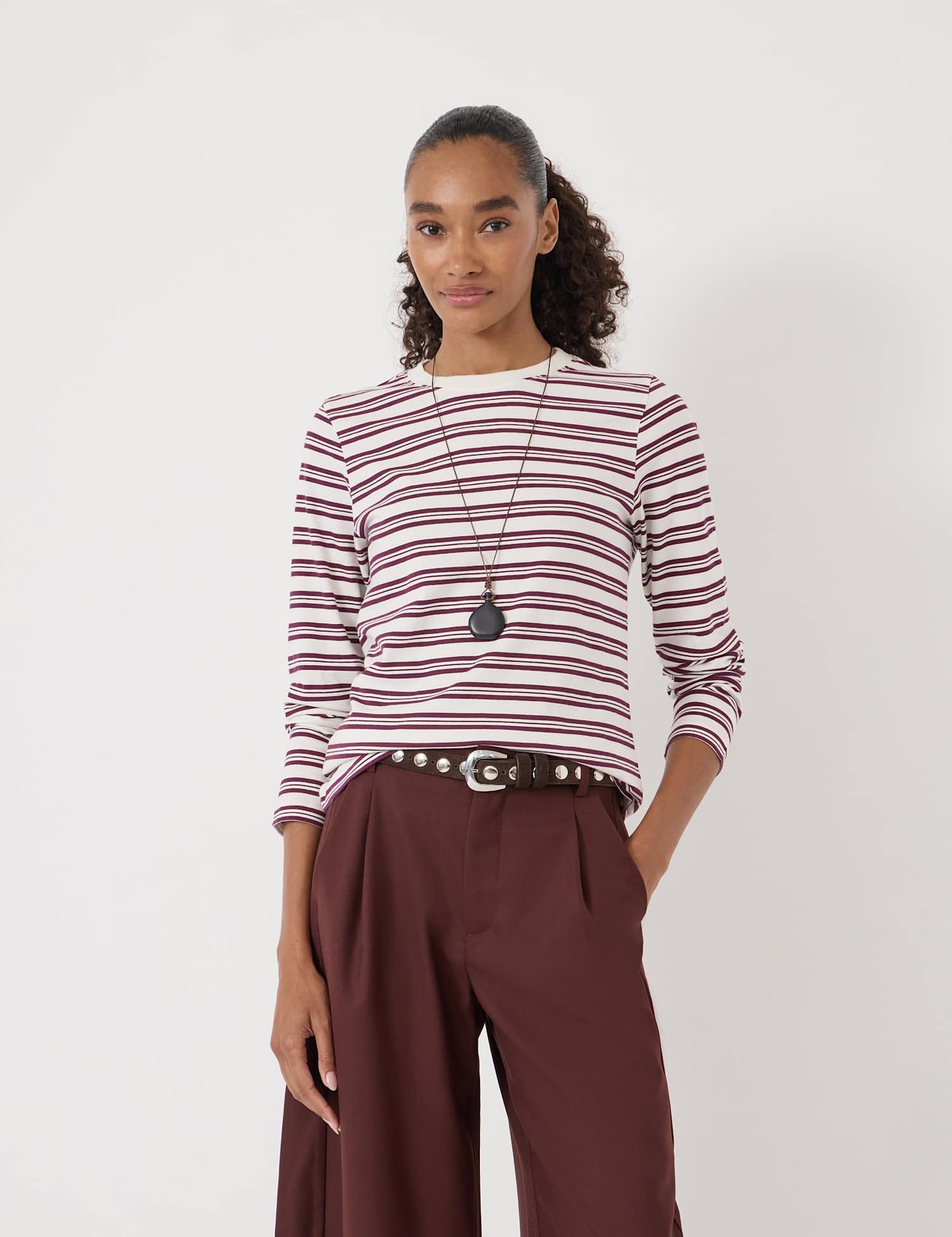 HUSH Pure Cotton Striped Top Red Mix