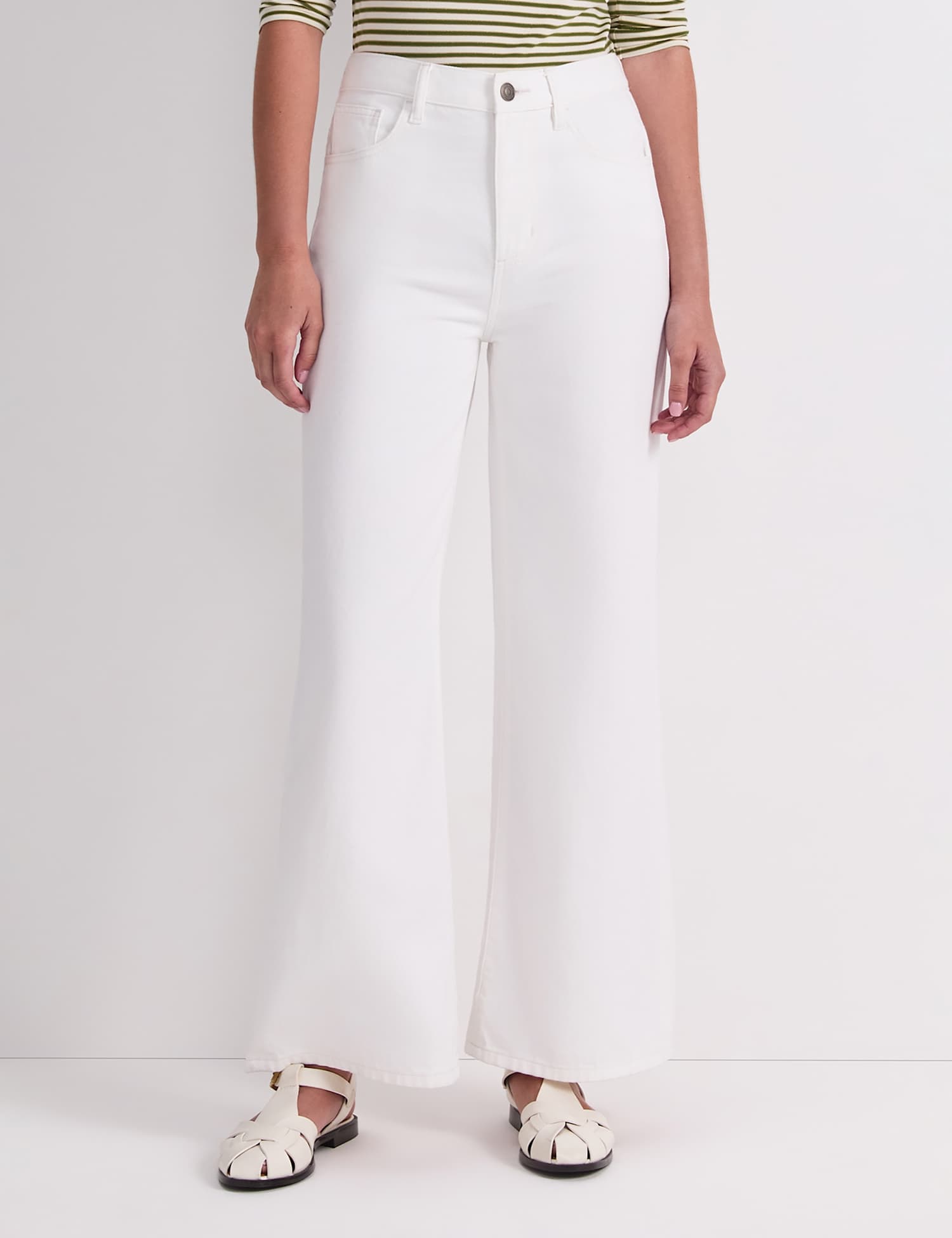 Sportscraft High Waisted Wide Leg Jeans White