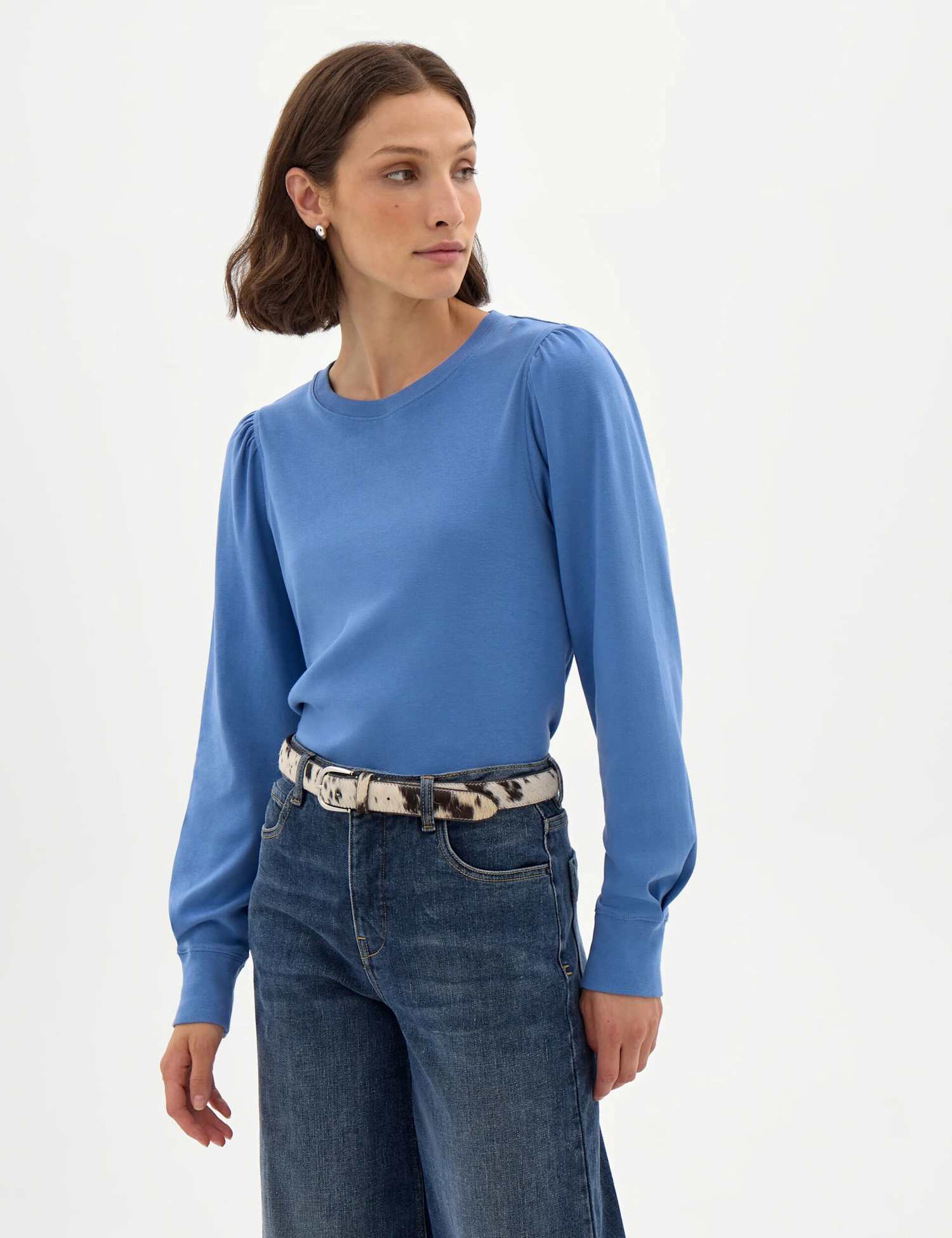 HUSH Pure Cotton Puff Sleeve Top Light Blue