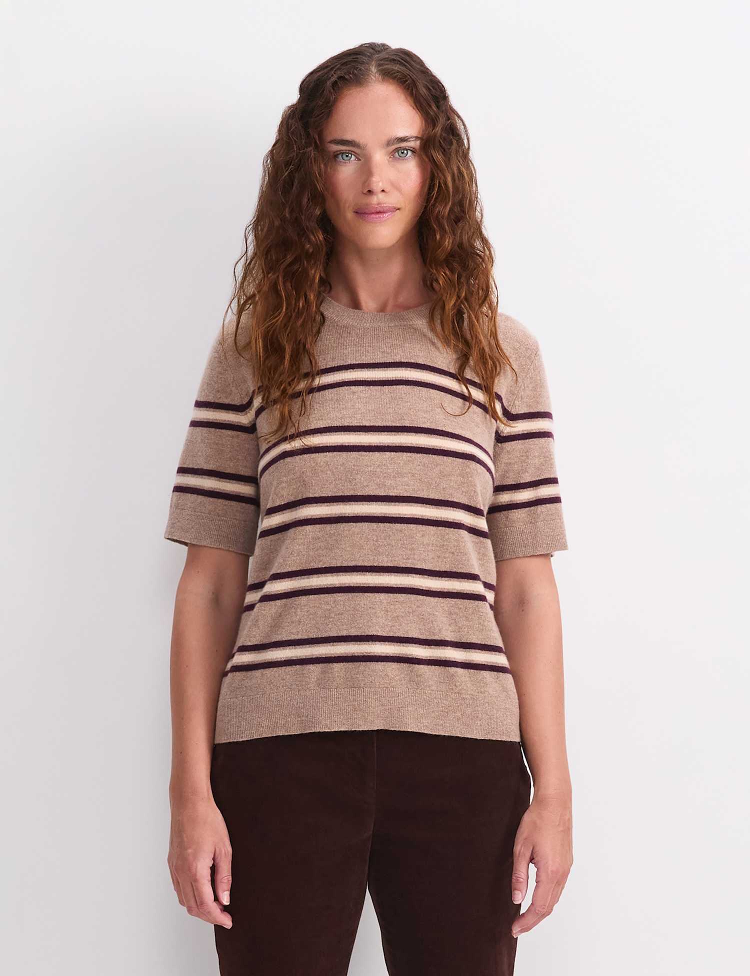 Sportscraft Wool Rich Embellished Knitted Top Brown