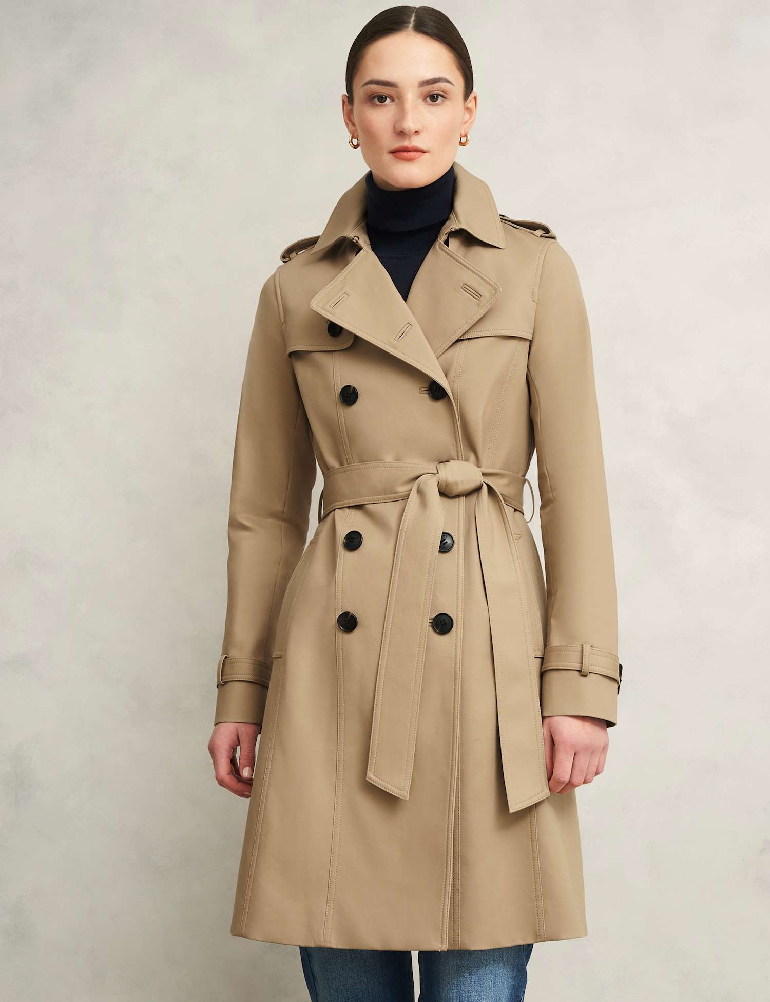 HOBBS Cotton Rich Longline Trench Coat Brown