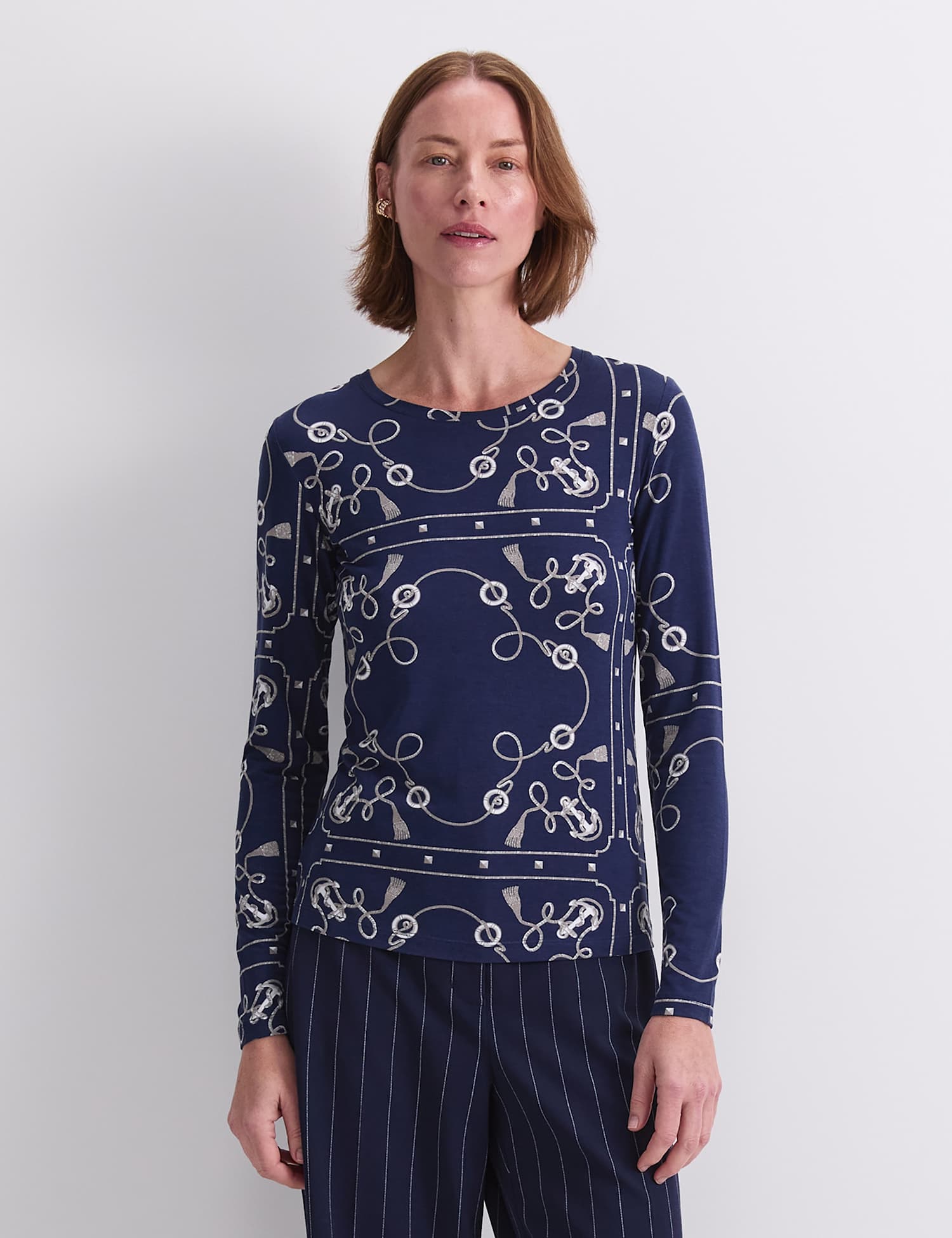 Sportscraft Printed Top Navy