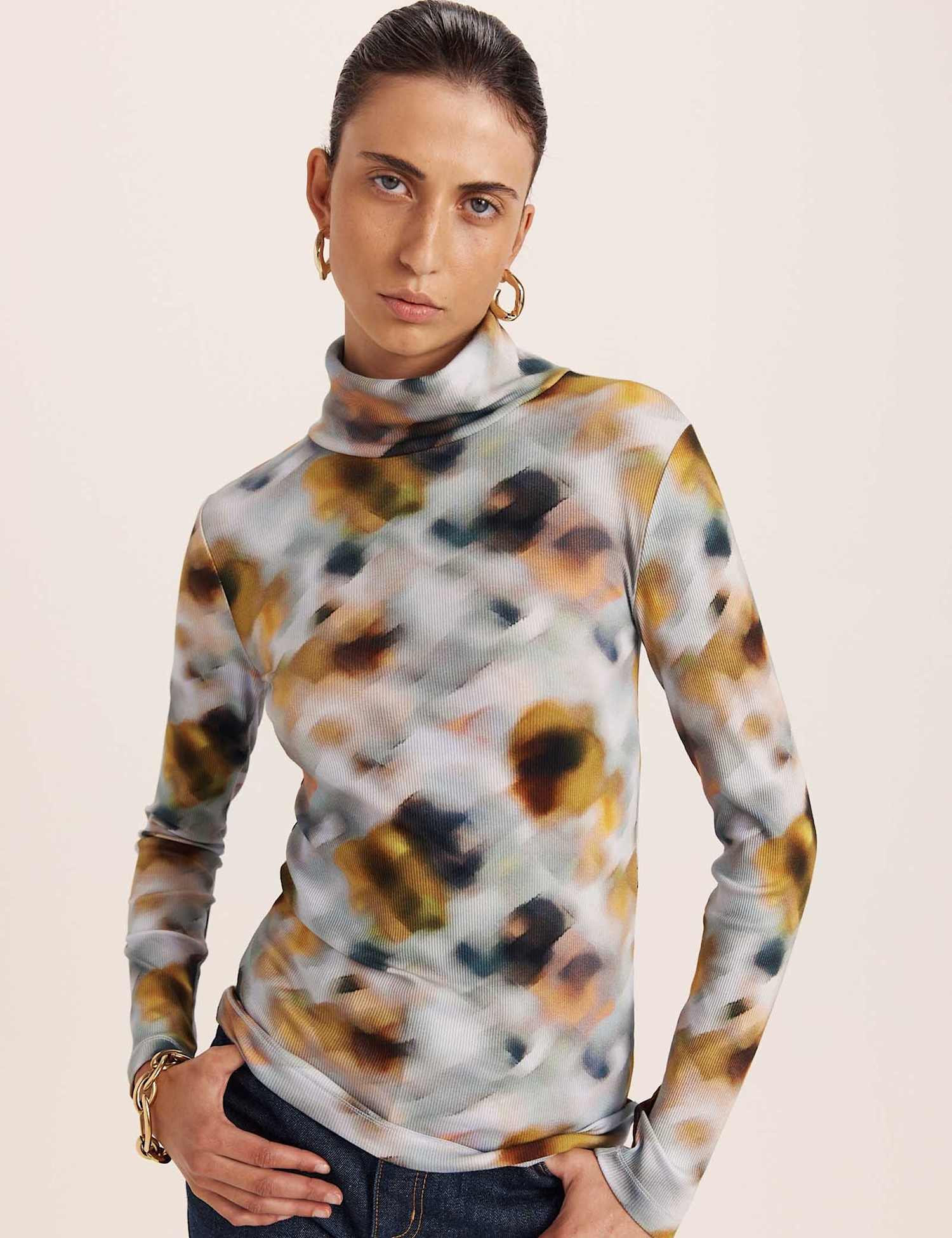 SABA Floral Roll Neck Regular Fit Top Multi